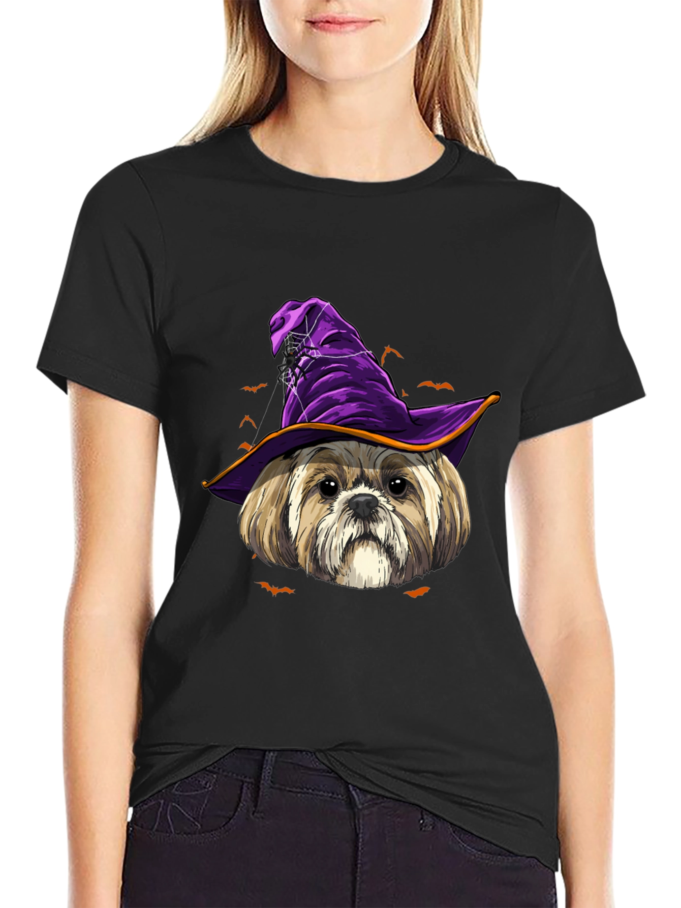 Halloween Dog Witch Hat T-Shirt