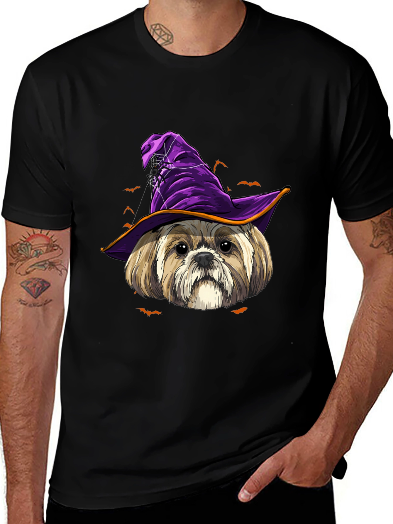 Halloween Dog Witch Hat T-Shirt