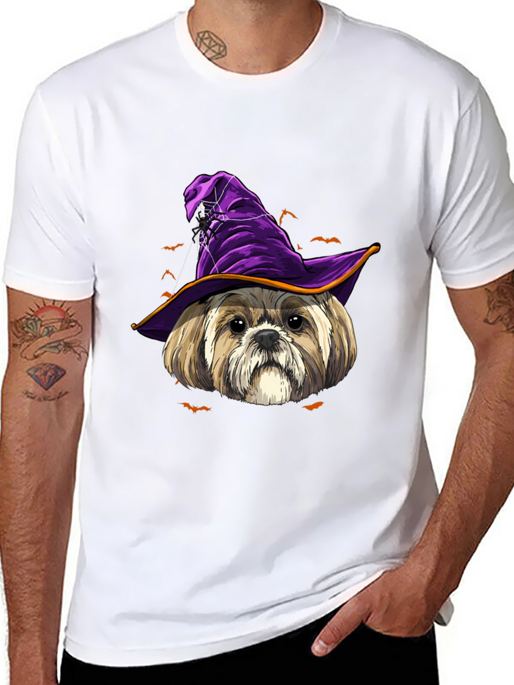 Halloween Dog Witch Hat T-Shirt
