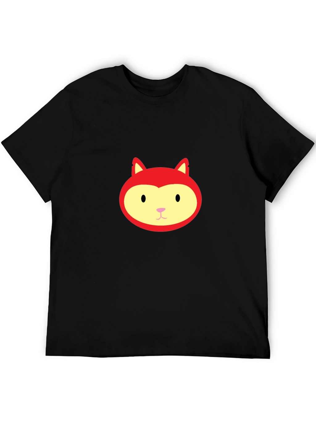 Red Fox Face Graphic Black T-Shirt