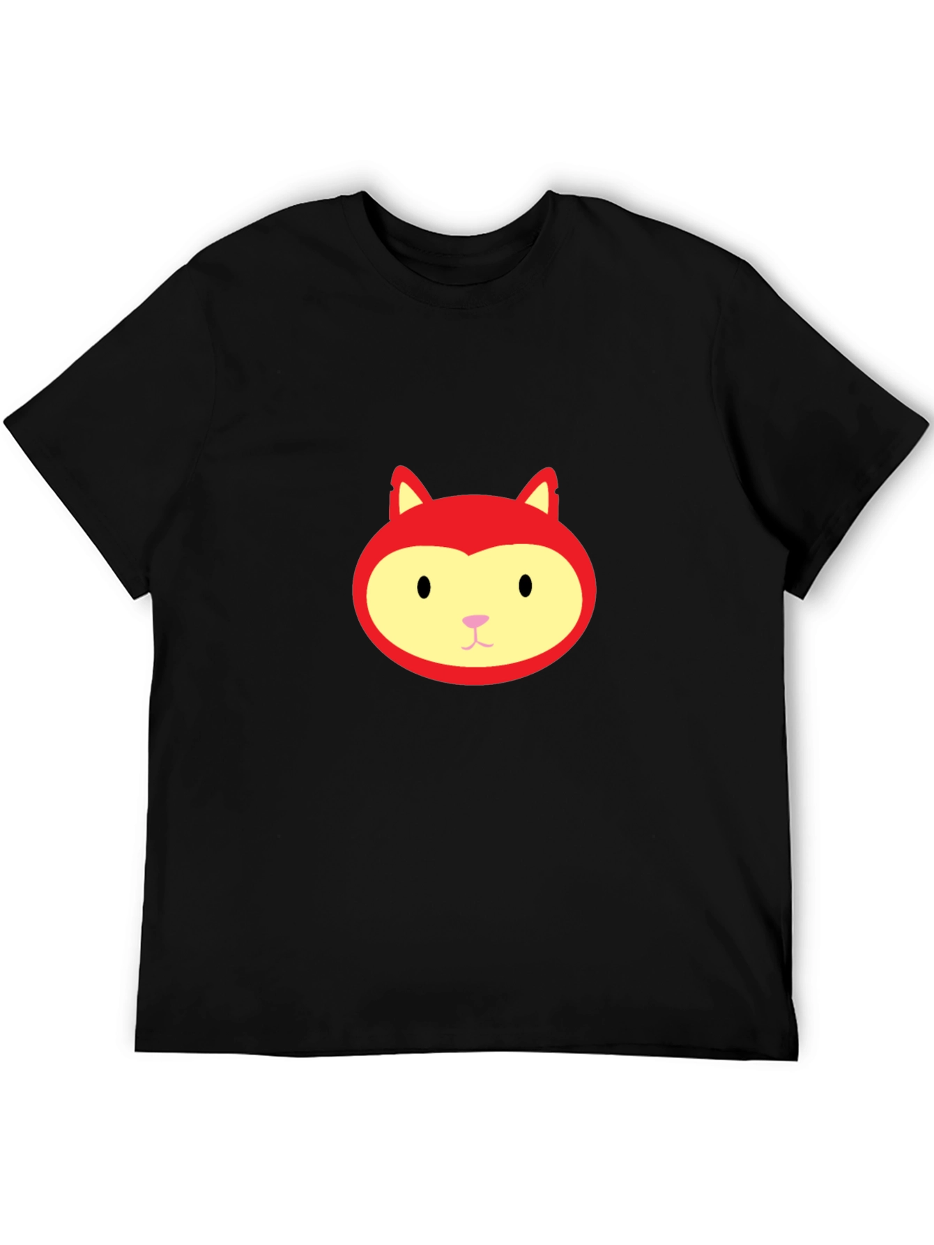 Red Fox Face Graphic Black T-Shirt