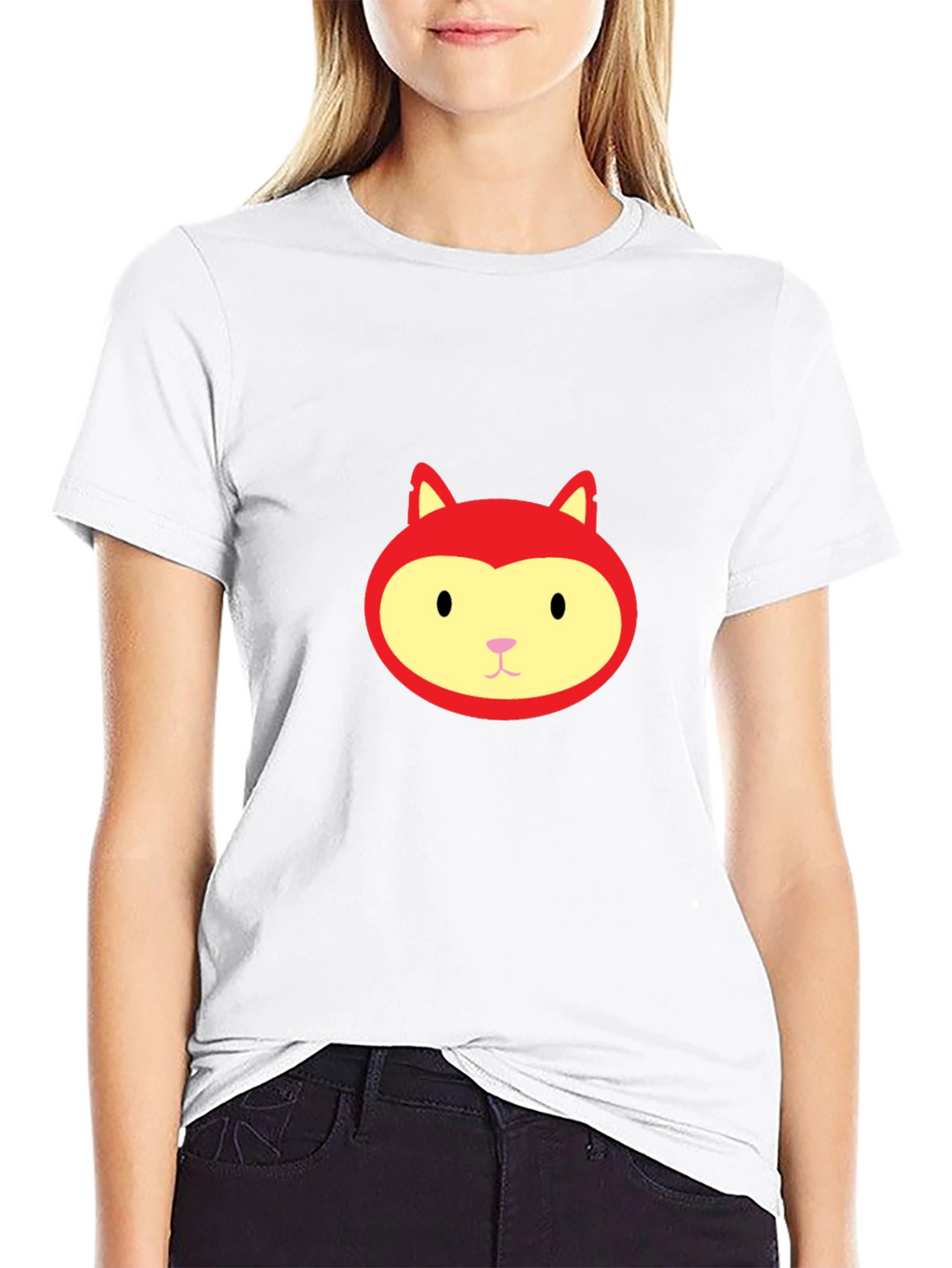Red Fox Face Graphic Black T-Shirt