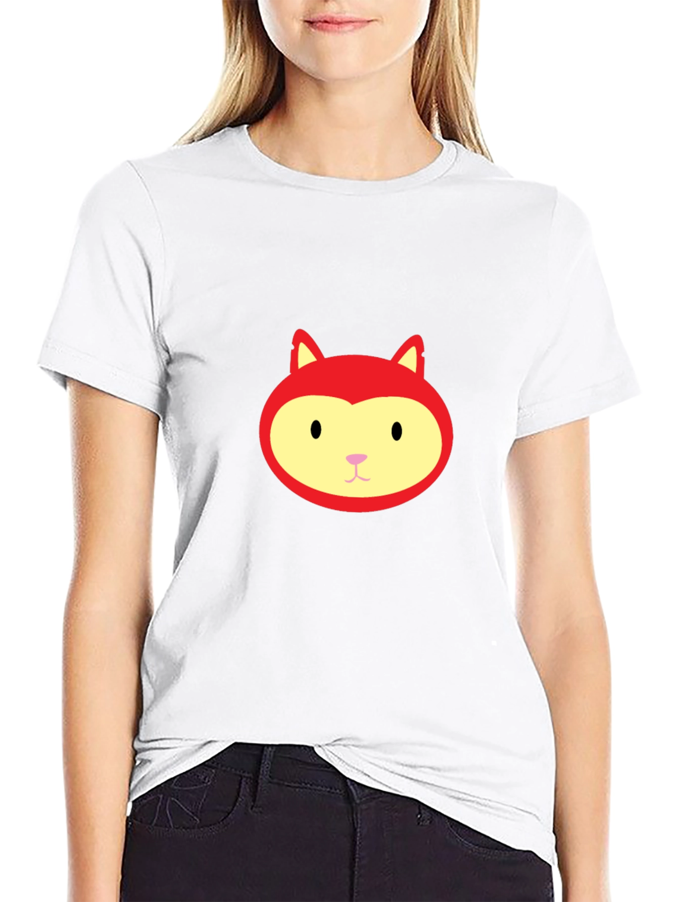 Red Fox Face Graphic Black T-Shirt