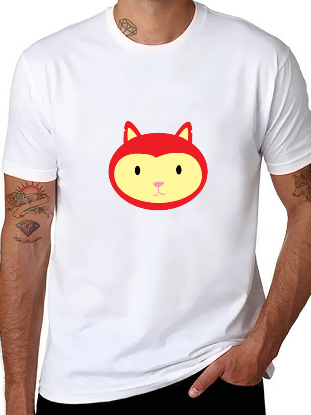 Red Fox Face Graphic Black T-Shirt