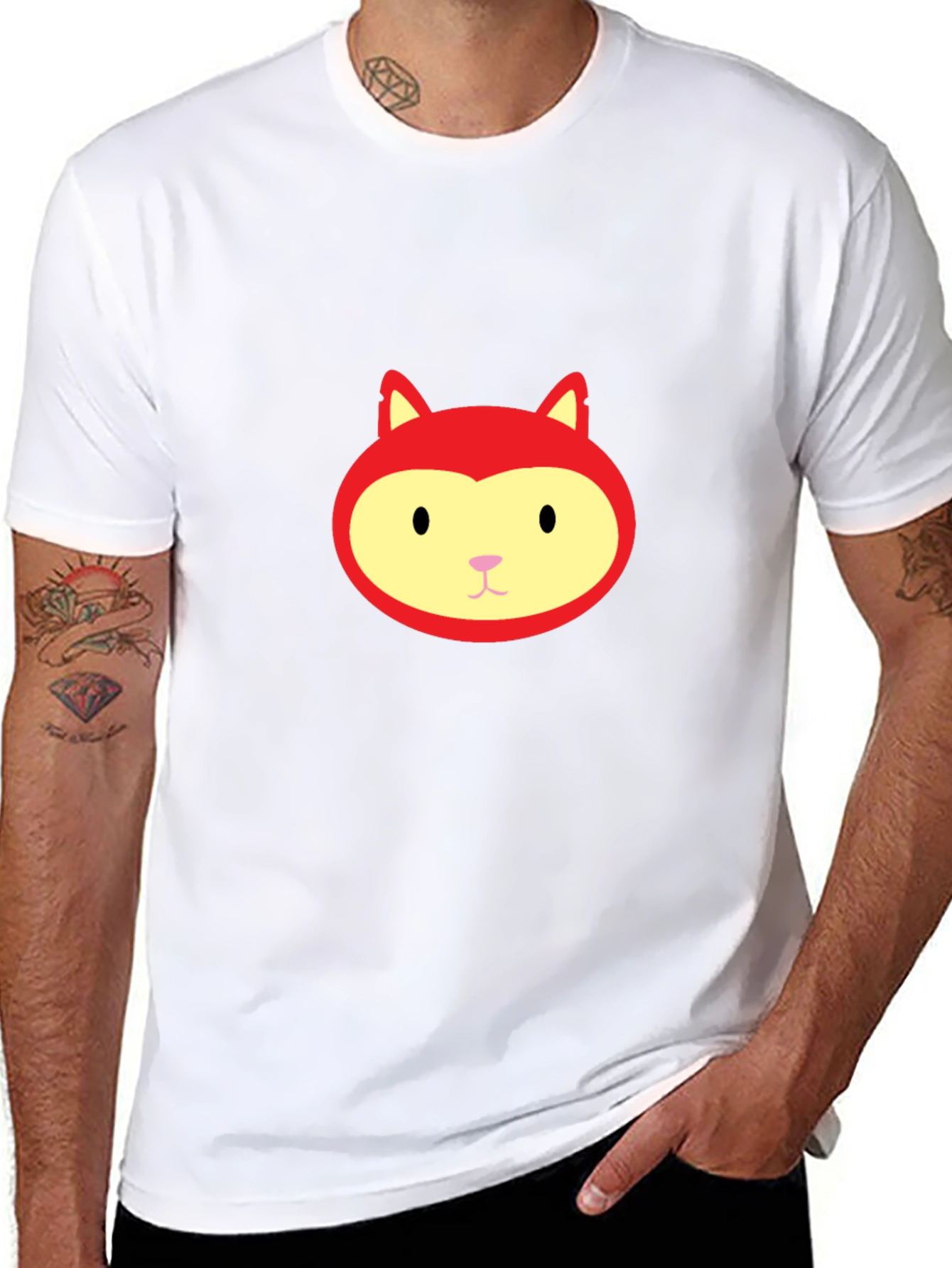 Red Fox Face Graphic Black T-Shirt
