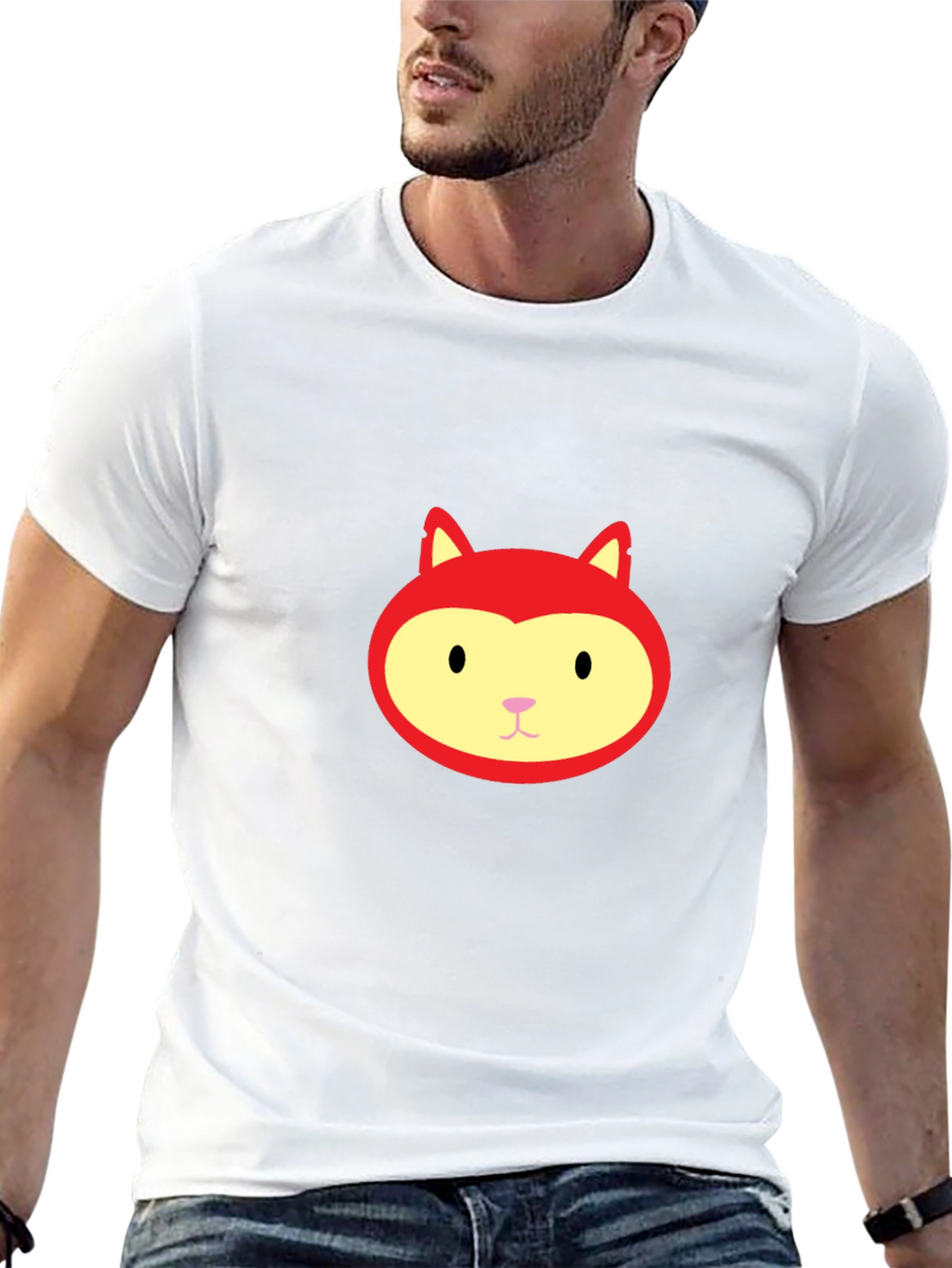 Red Fox Face Graphic Black T-Shirt