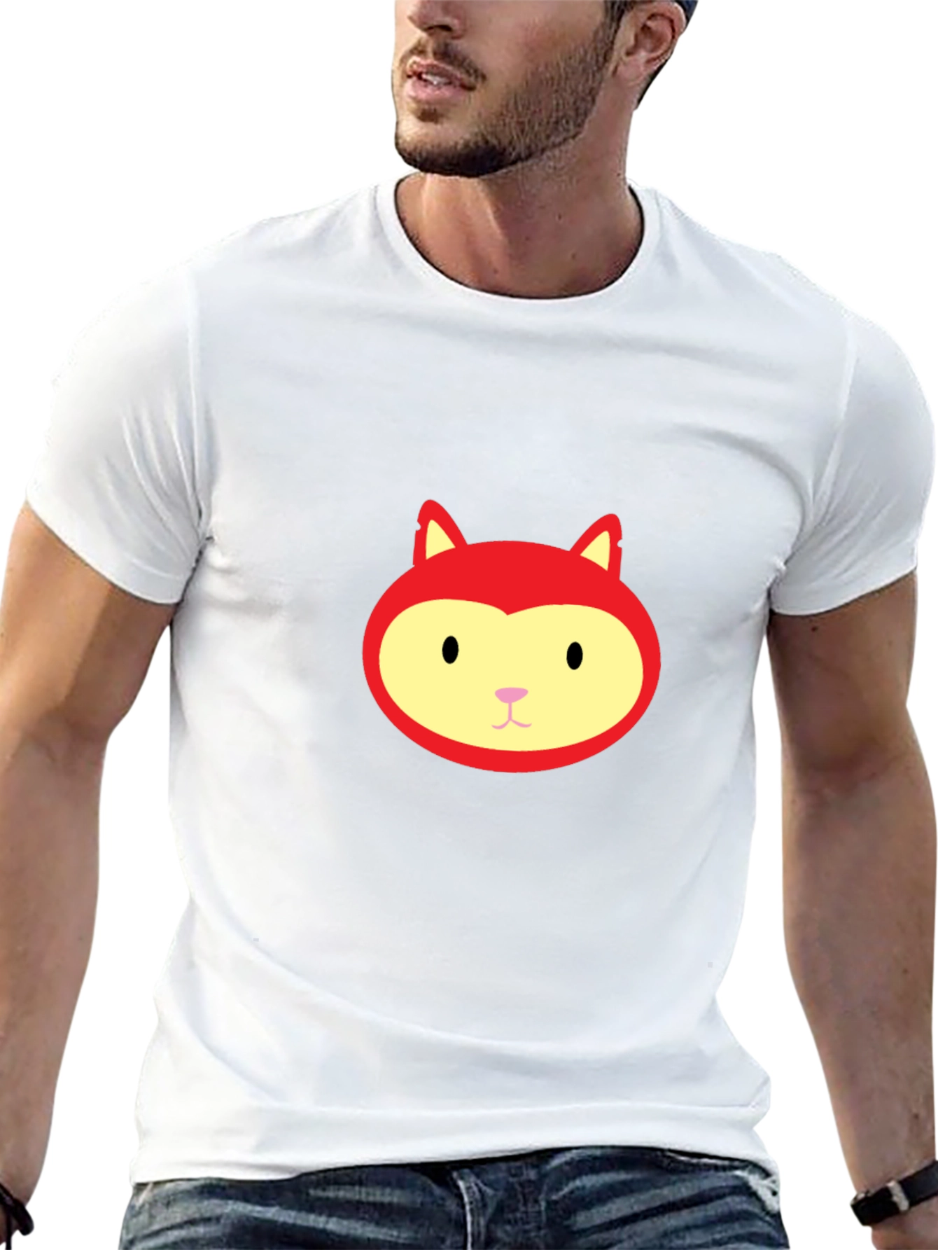 Red Fox Face Graphic Black T-Shirt