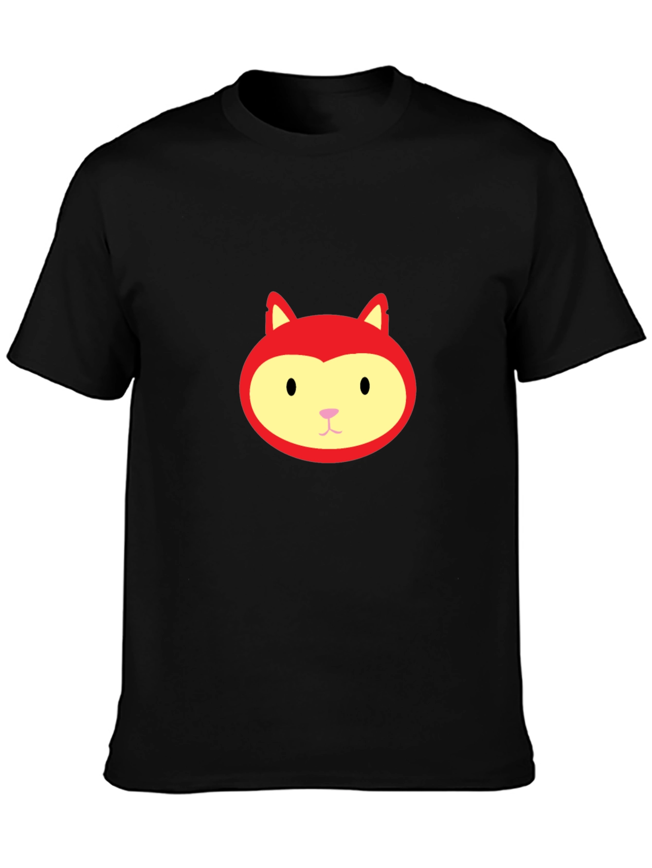 Red Fox Face Graphic Black T-Shirt