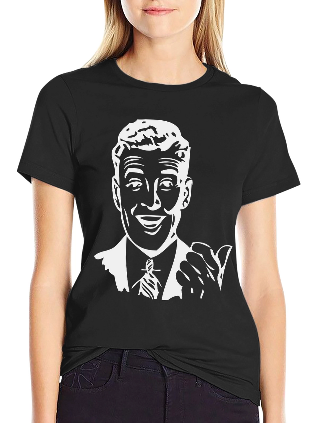 Retro Ad Man Graphic Tee - Black T-Shirt