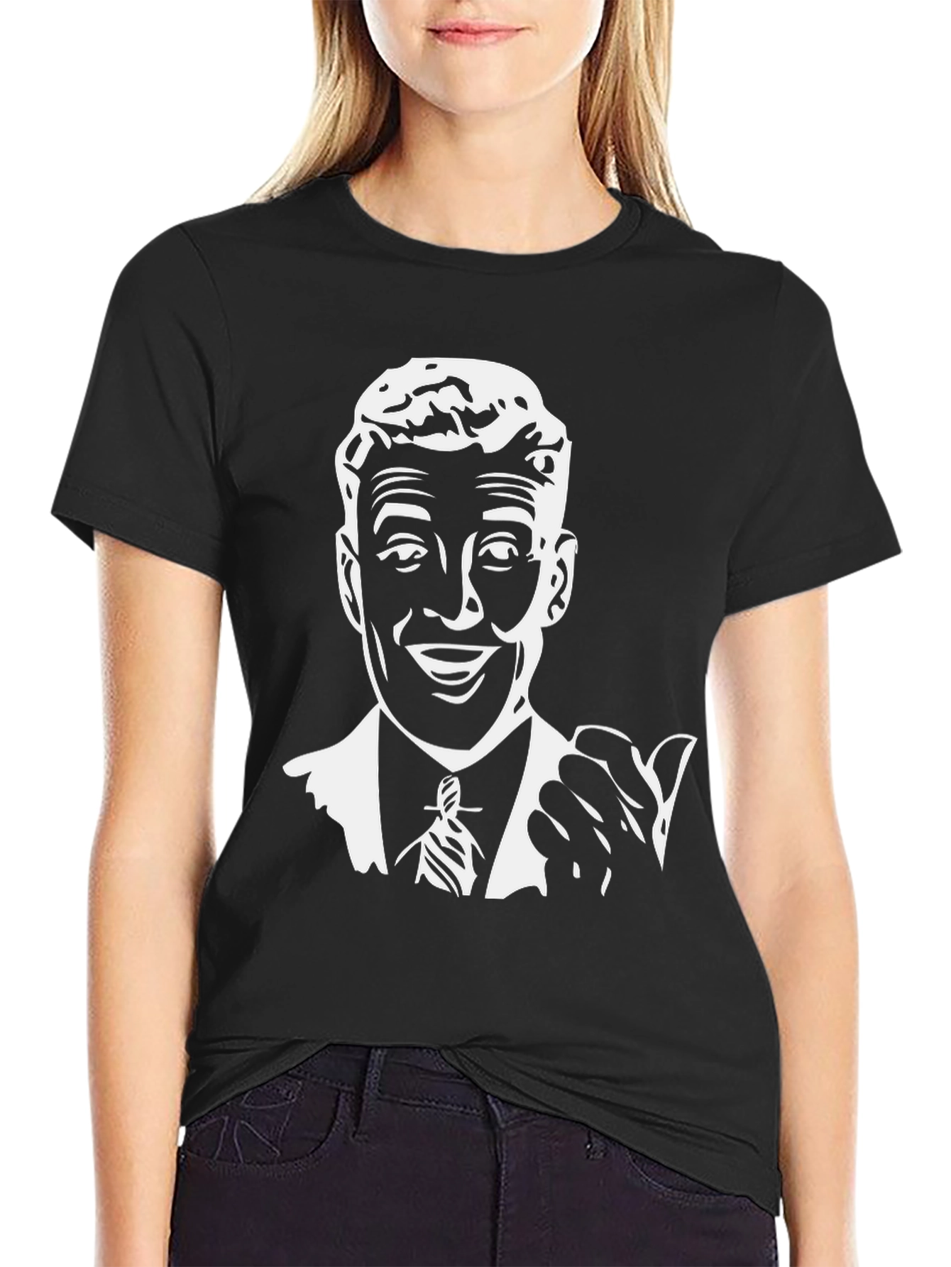 Retro Ad Man Graphic Tee - Black T-Shirt