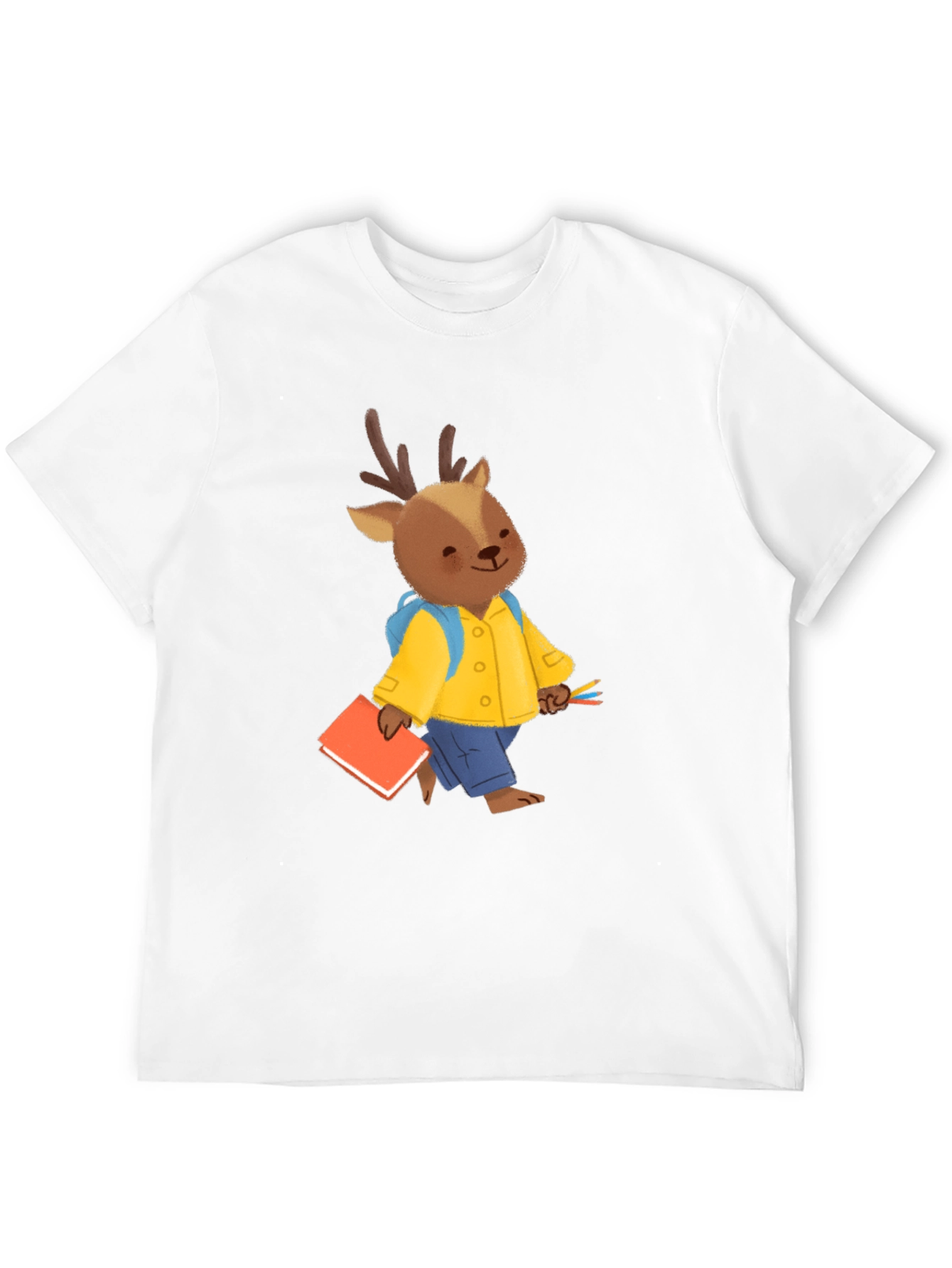 Cute Deer Cartoon Black T-shirt