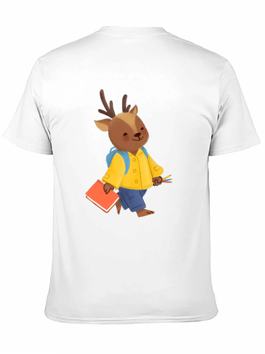 Cute Deer Cartoon Black T-shirt