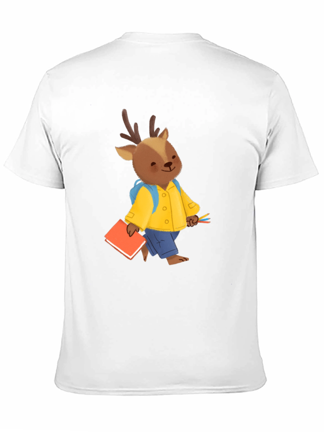 Cute Deer Cartoon Black T-shirt