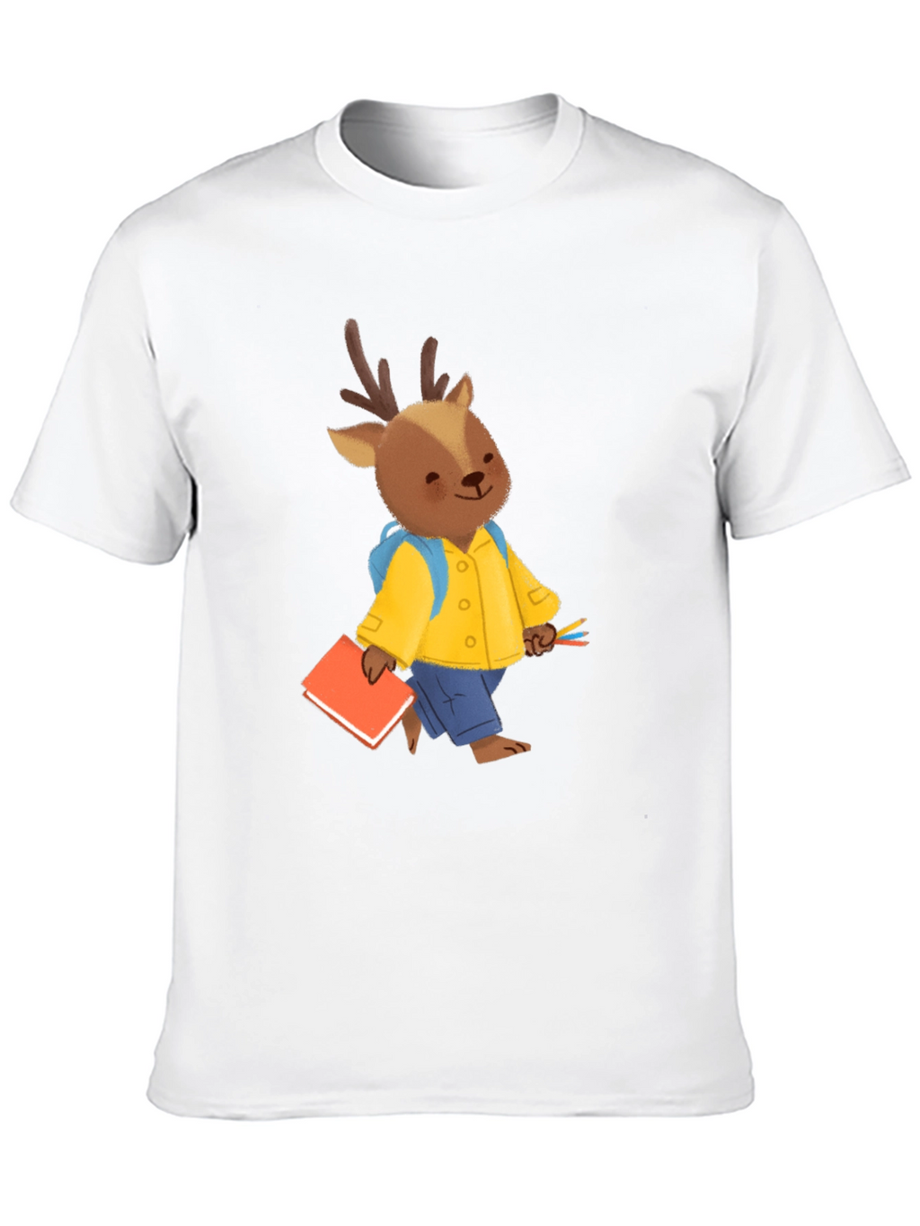 Cute Deer Cartoon Black T-shirt