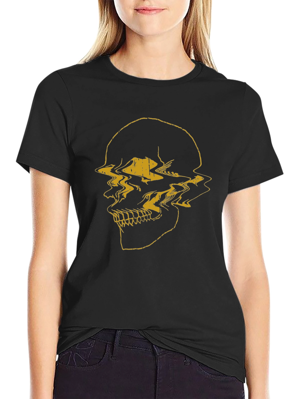 Glitch Skull Graphic Tee - Modern Streetwear T-Shirt