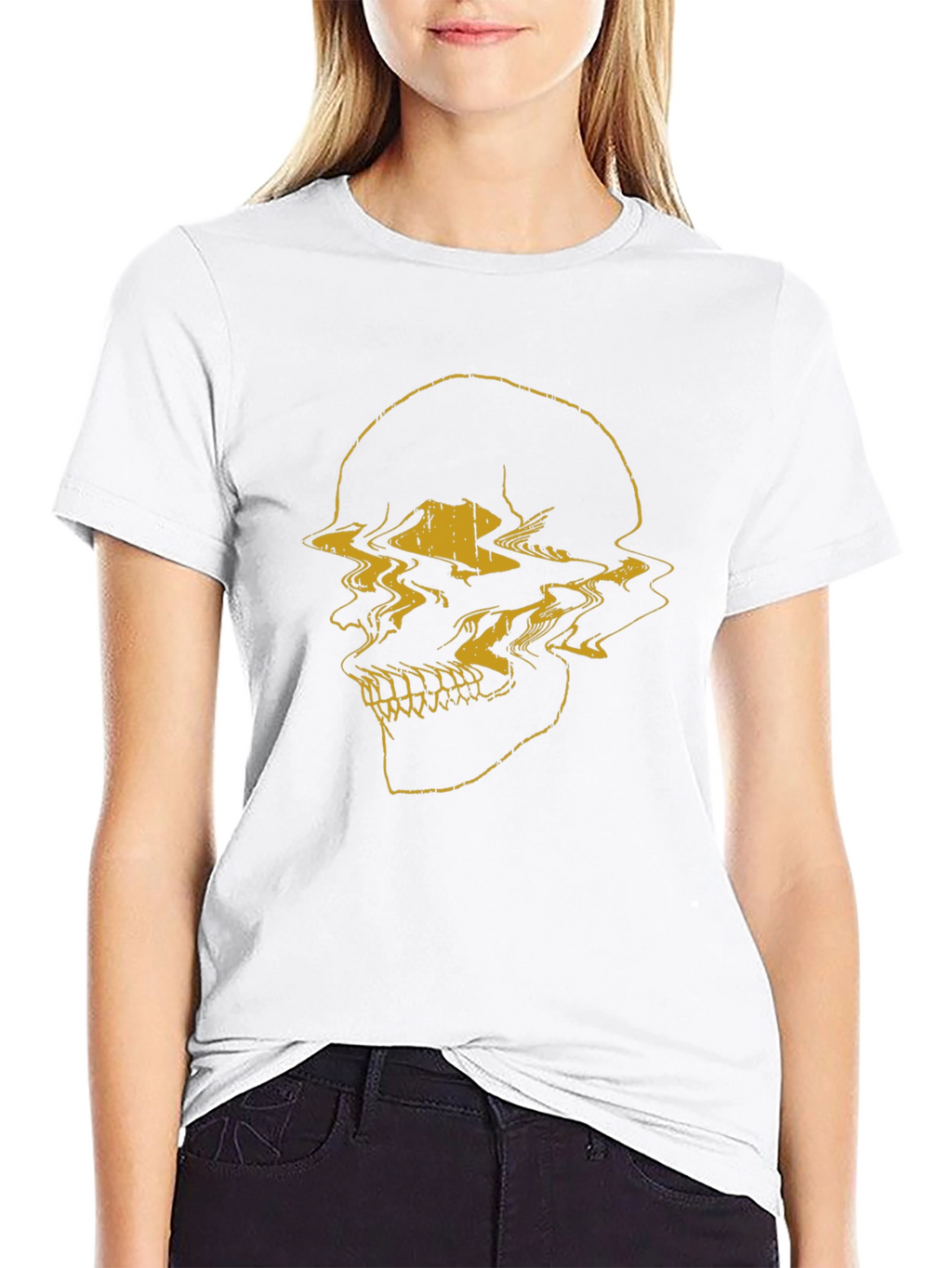 Glitch Skull Graphic Tee - Modern Streetwear T-Shirt