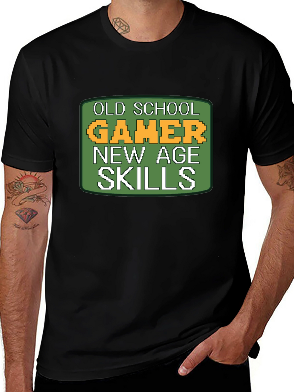 Old School Gamer T-Shirt - Pixelated Retro Design