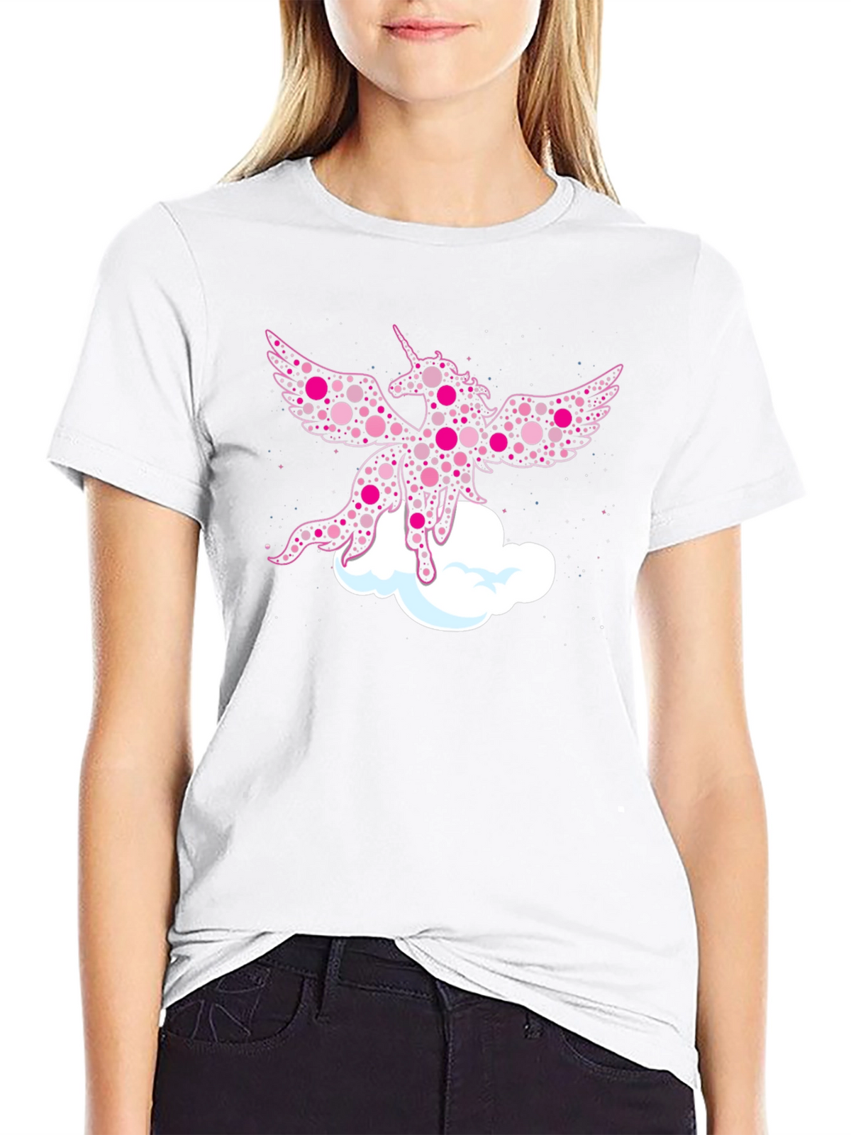 Whimsical Unicorn Graphic Tee - Black Cotton Blend