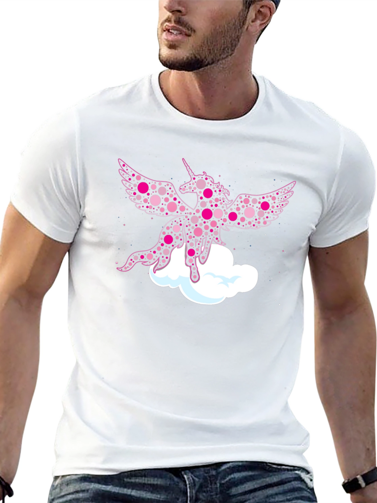 Whimsical Unicorn Graphic Tee - Black Cotton Blend