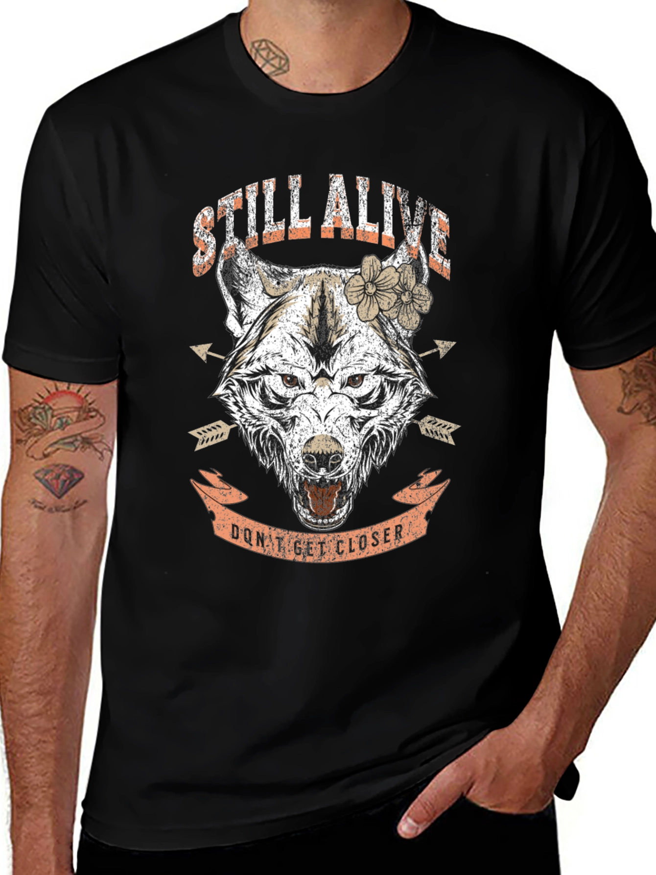 Still Alive Wolf Graphic Print Tee