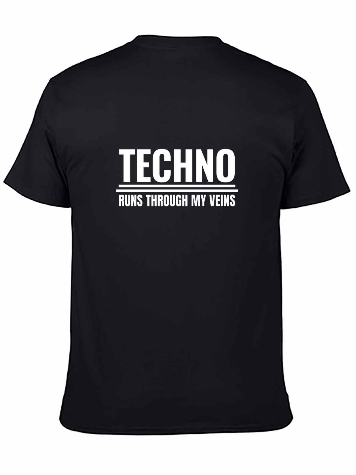 Techno Runs Through My Veins T-Shirt - Black Graphic Tee