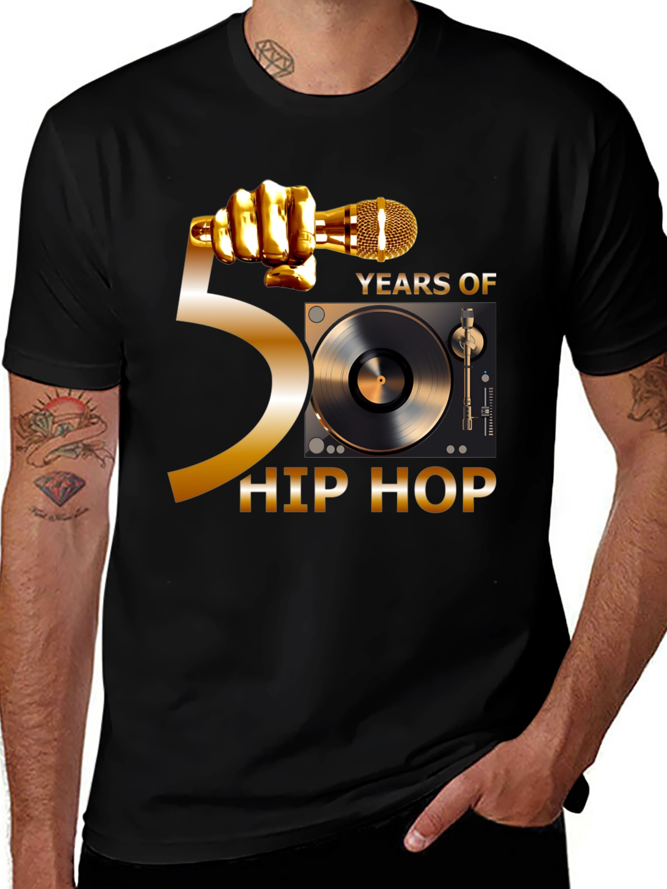 50 Years of Hip Hop Black T-Shirt