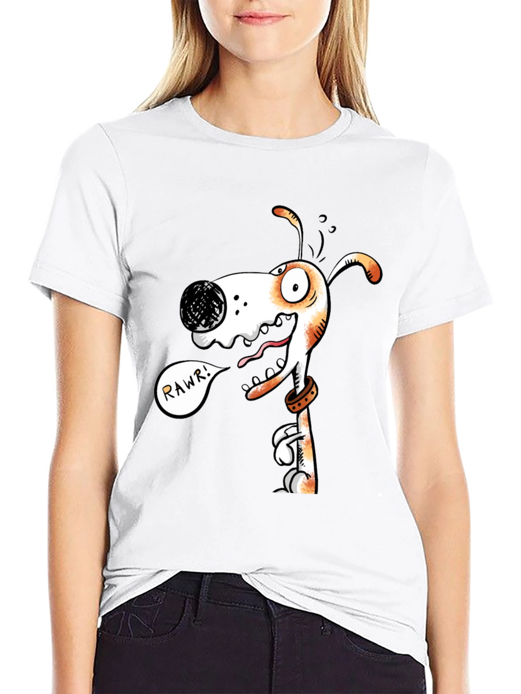 Funny Dog Graphic T-Shirt - RAWR! Black Cotton Tee