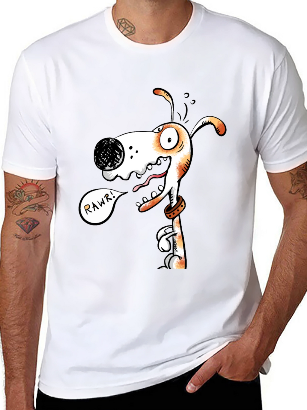 Funny Dog Graphic T-Shirt - RAWR! Black Cotton Tee