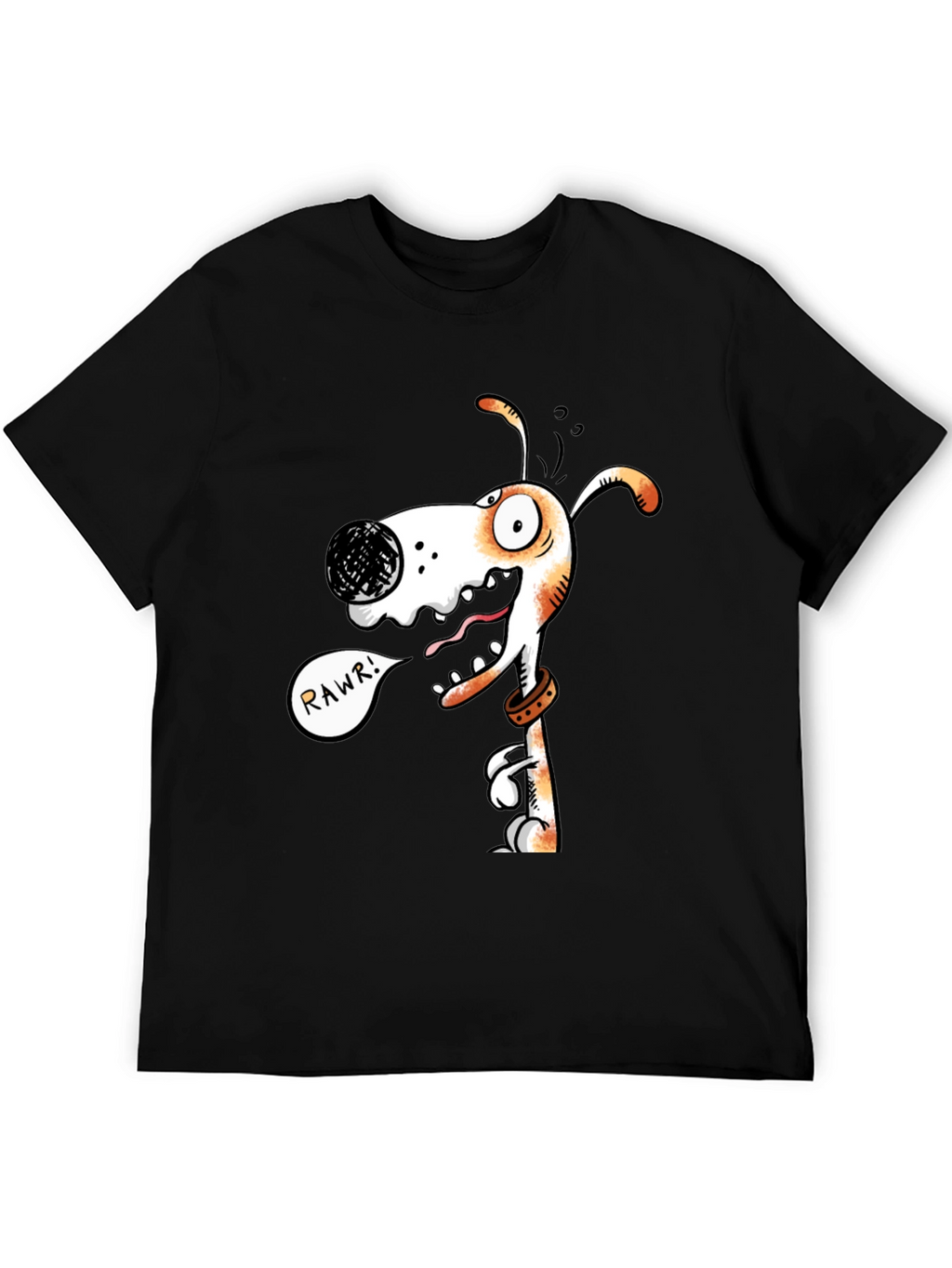 Funny Dog Graphic T-Shirt - RAWR! Black Cotton Tee