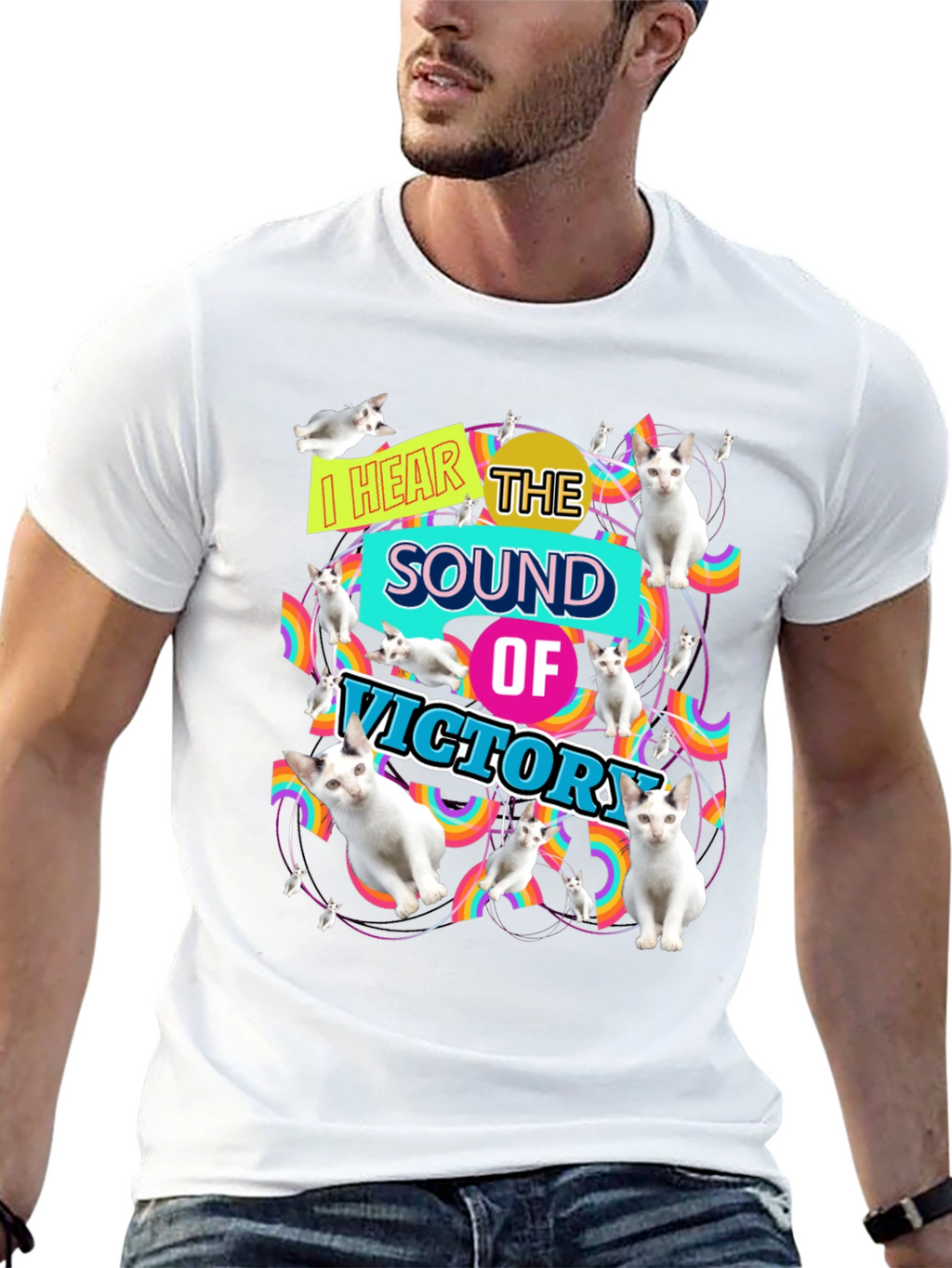 I Hear the Sound of Victory Cat T-Shirt