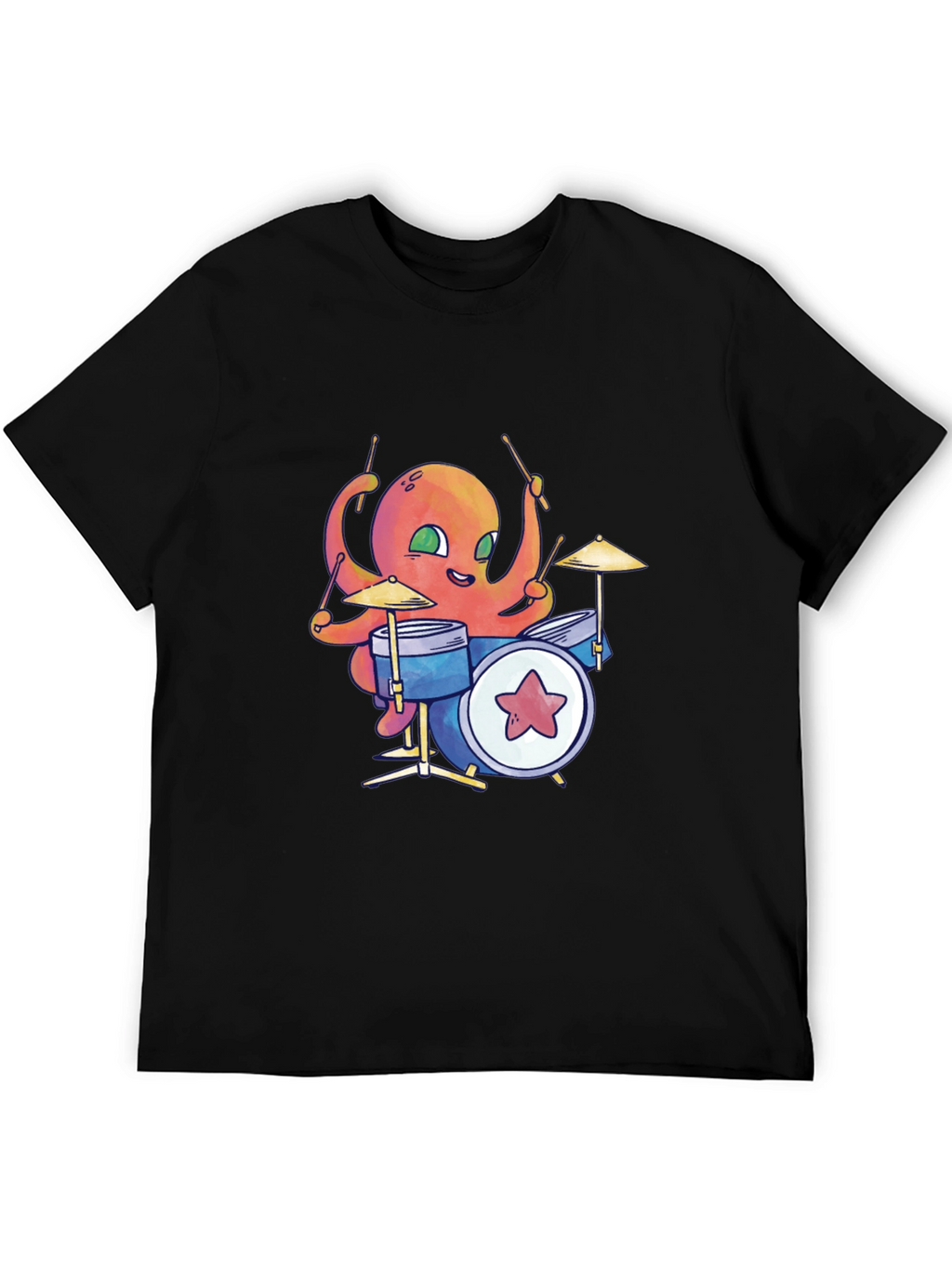 Octopus Drummer Black T-Shirt