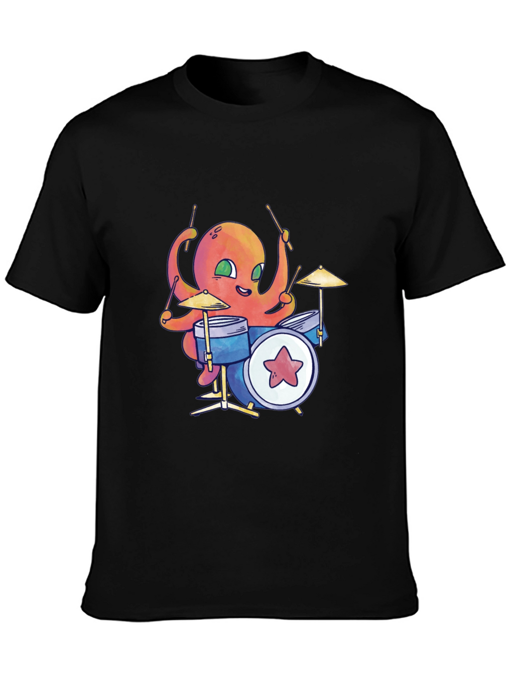 Octopus Drummer Black T-Shirt