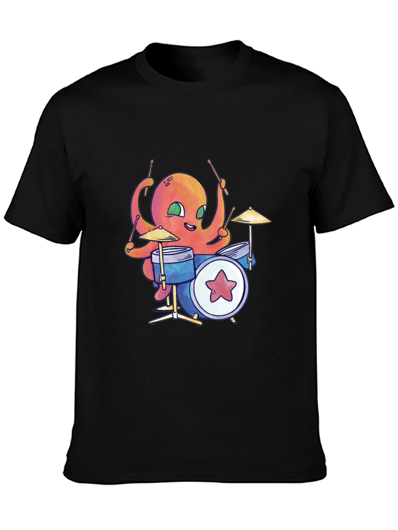 Octopus Drummer Black T-Shirt