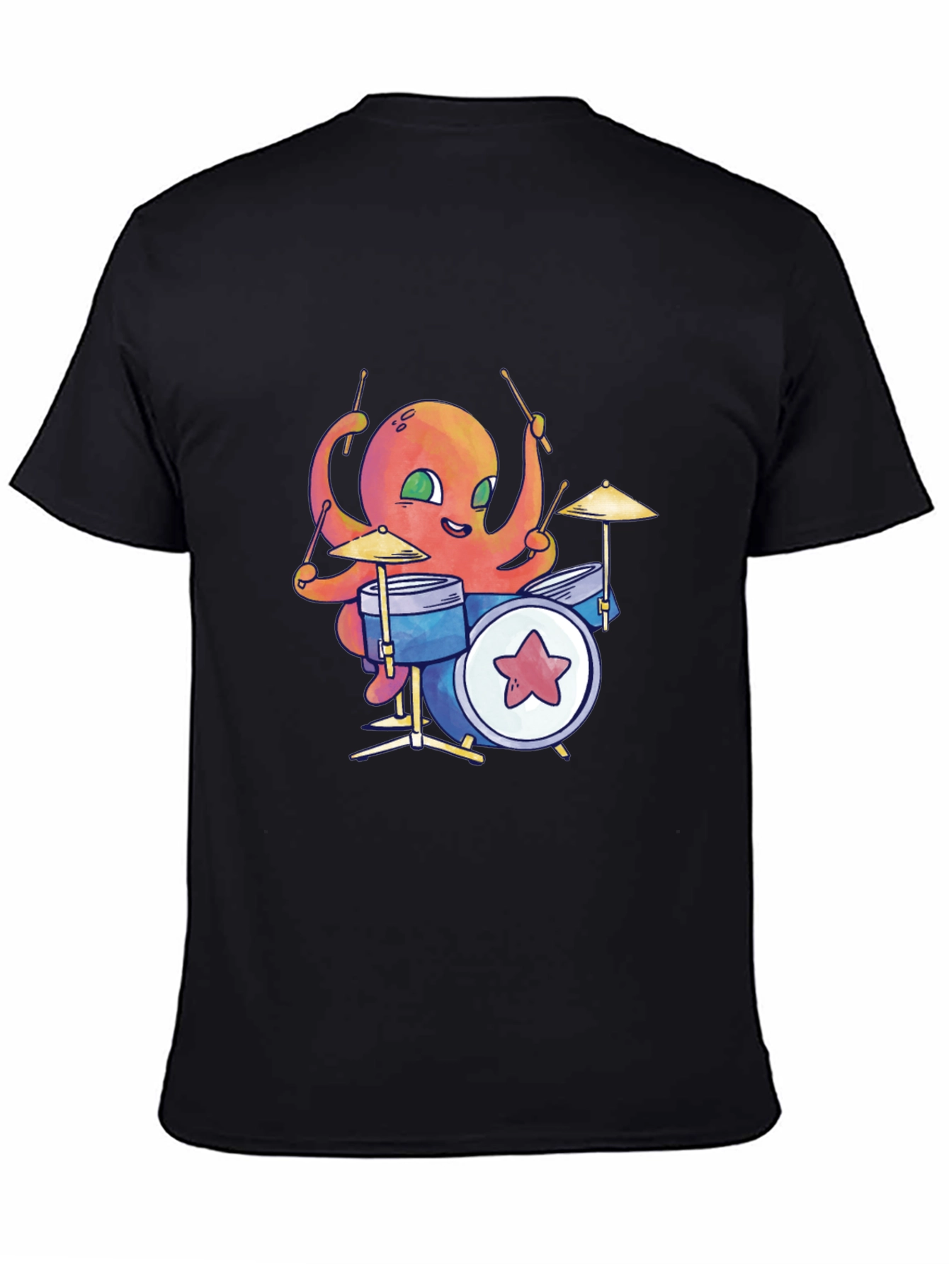 Octopus Drummer Black T-Shirt
