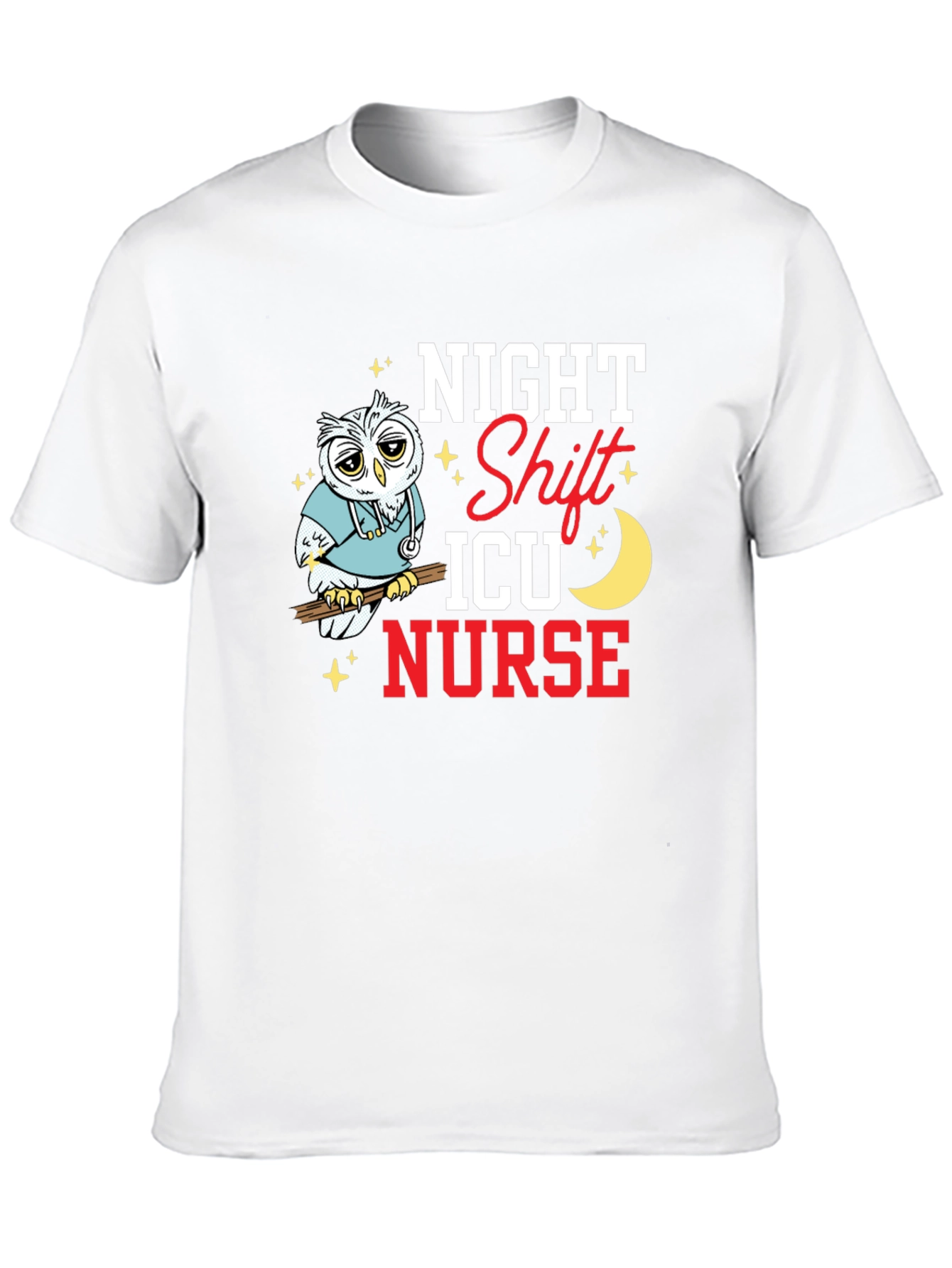 Night Shift ICU Nurse Owl Graphic T-Shirt