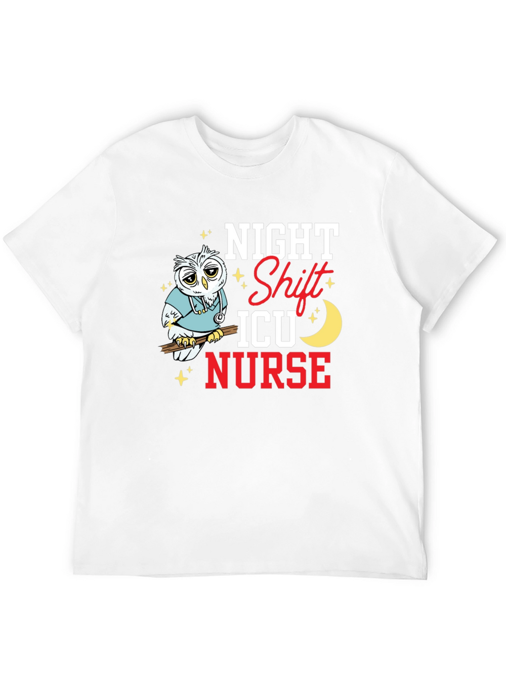 Night Shift ICU Nurse Owl Graphic T-Shirt