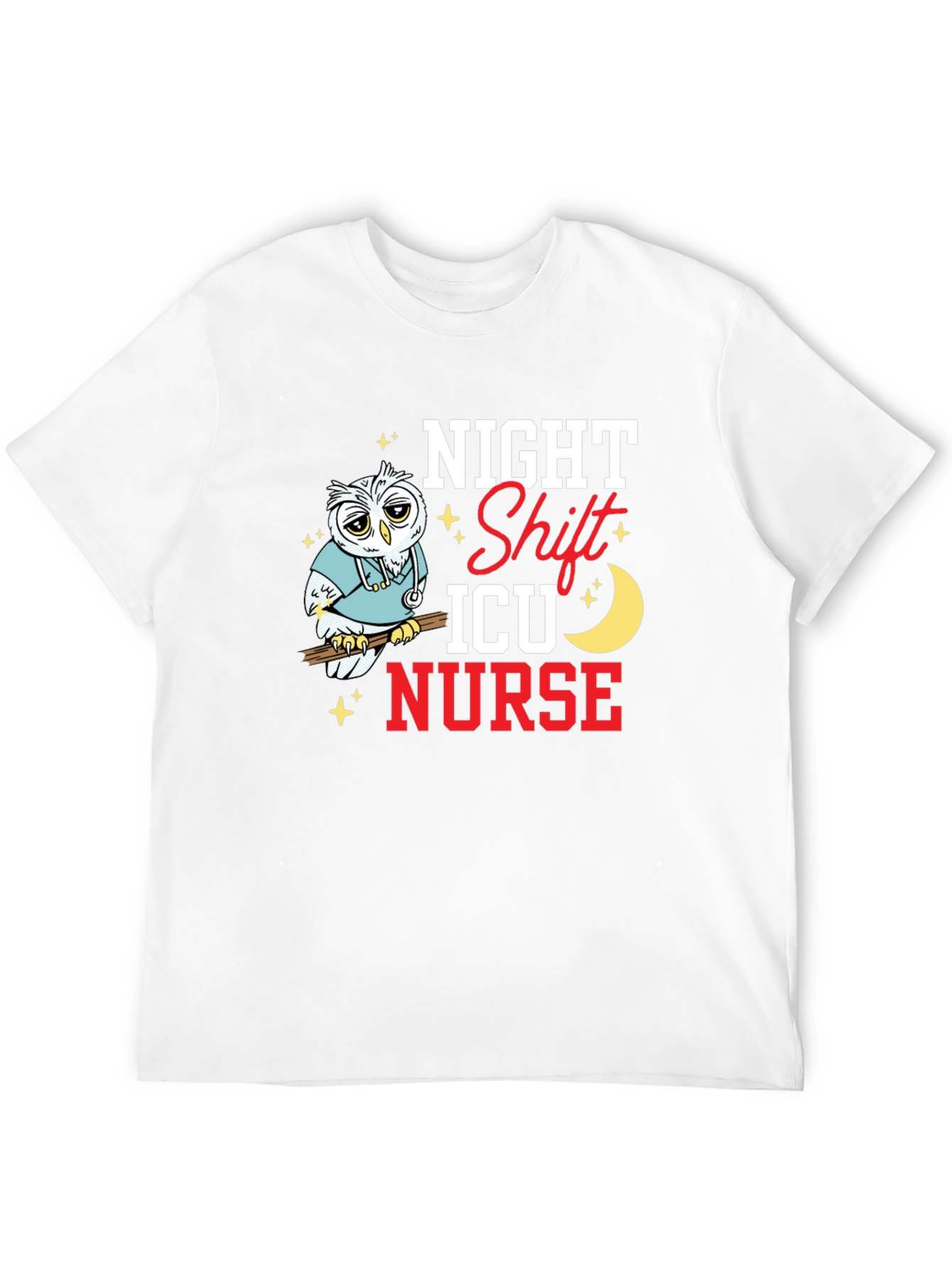 Night Shift ICU Nurse Owl Graphic T-Shirt