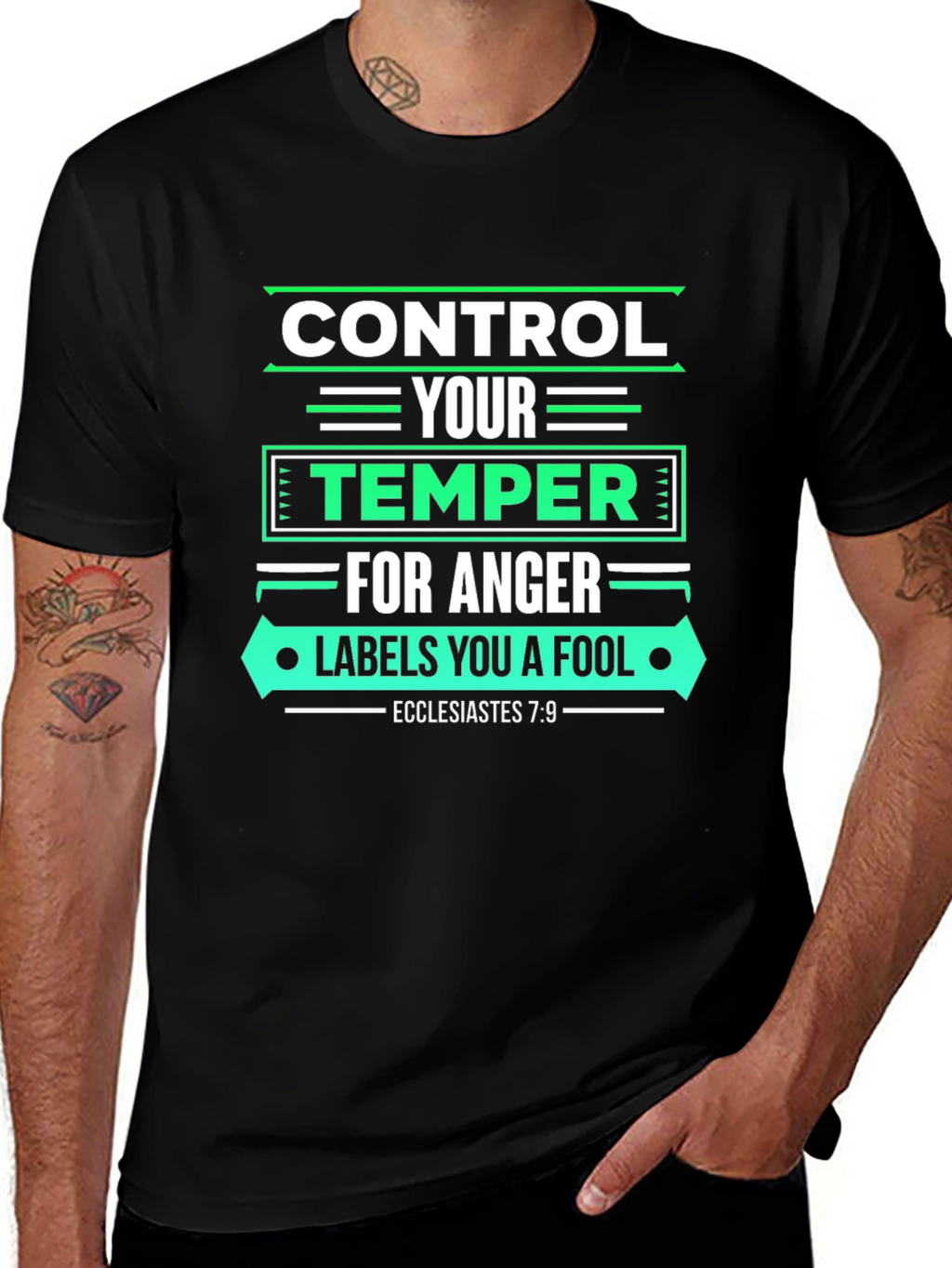 Control Your Temper T-Shirt - Black Christian Tee