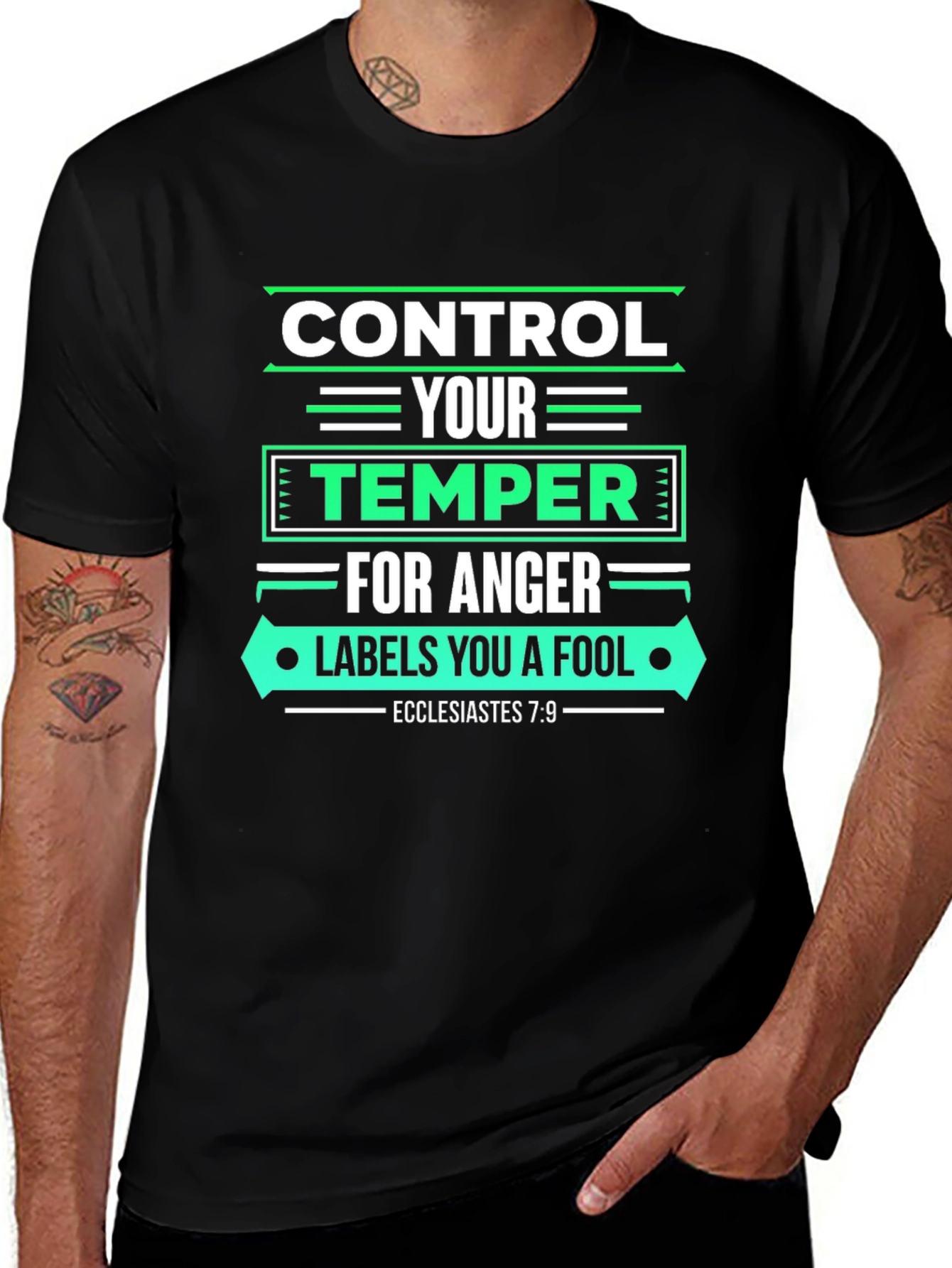 Control Your Temper T-Shirt - Black Christian Tee