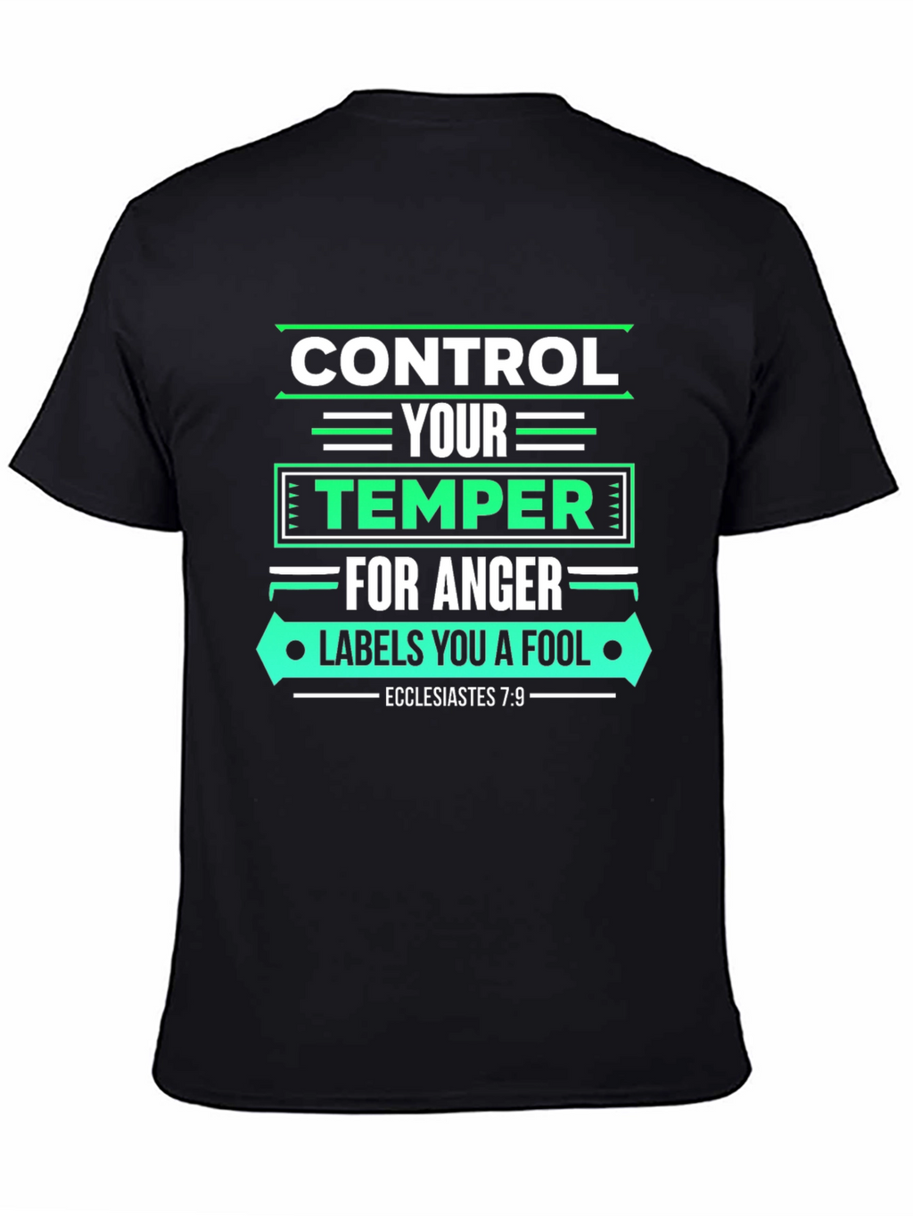 Control Your Temper T-Shirt - Black Christian Tee