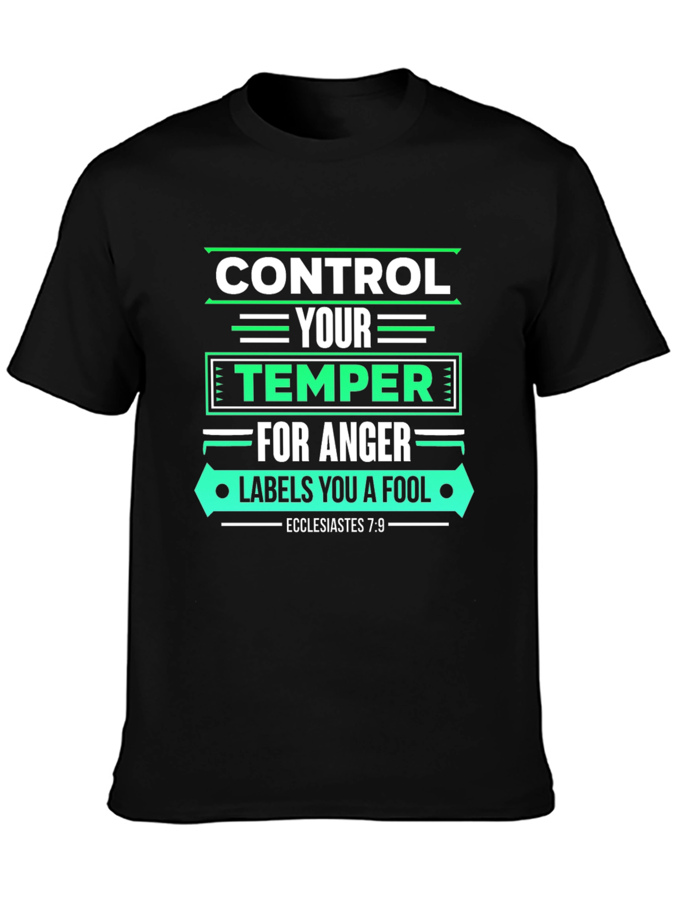 Control Your Temper T-Shirt - Black Christian Tee