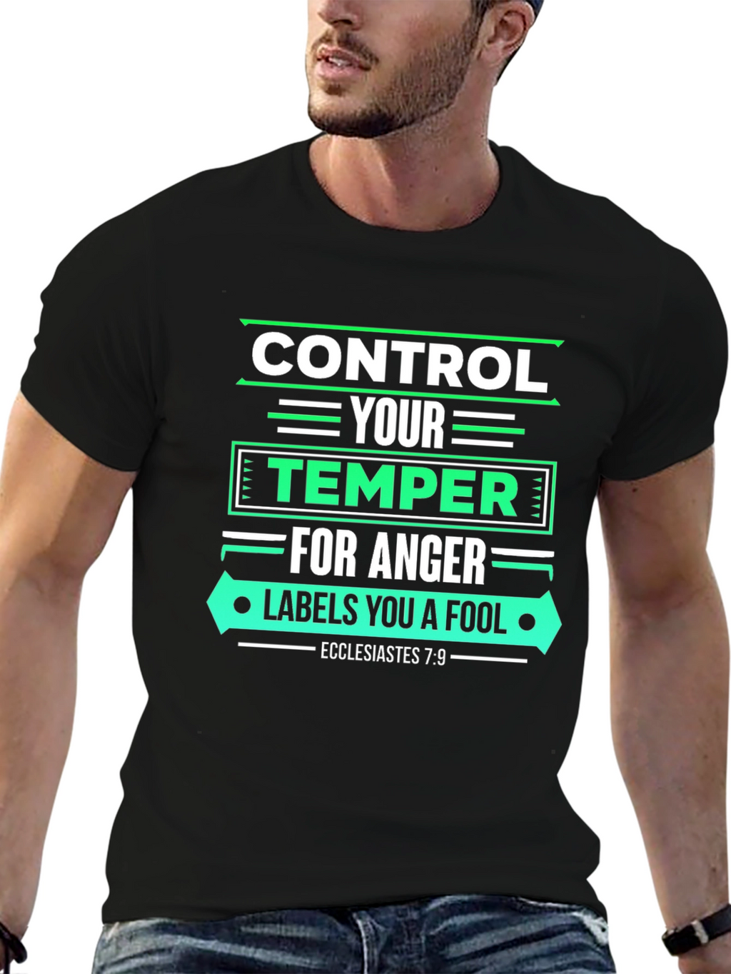 Control Your Temper T-Shirt - Black Christian Tee