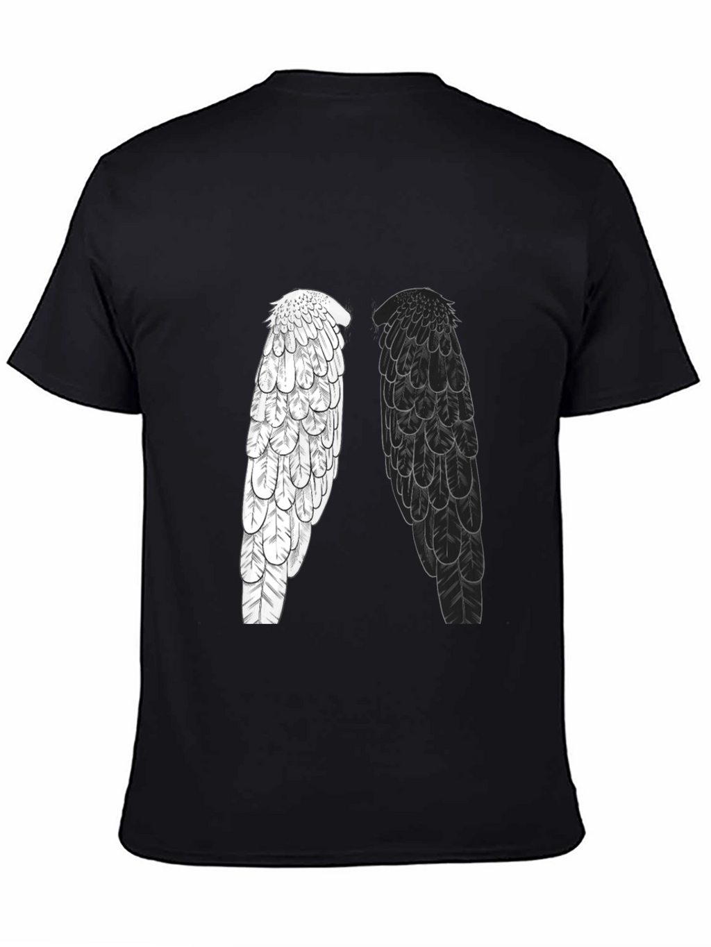 Yin Yang Wings Graphic Tee - Black Casual T-Shirt