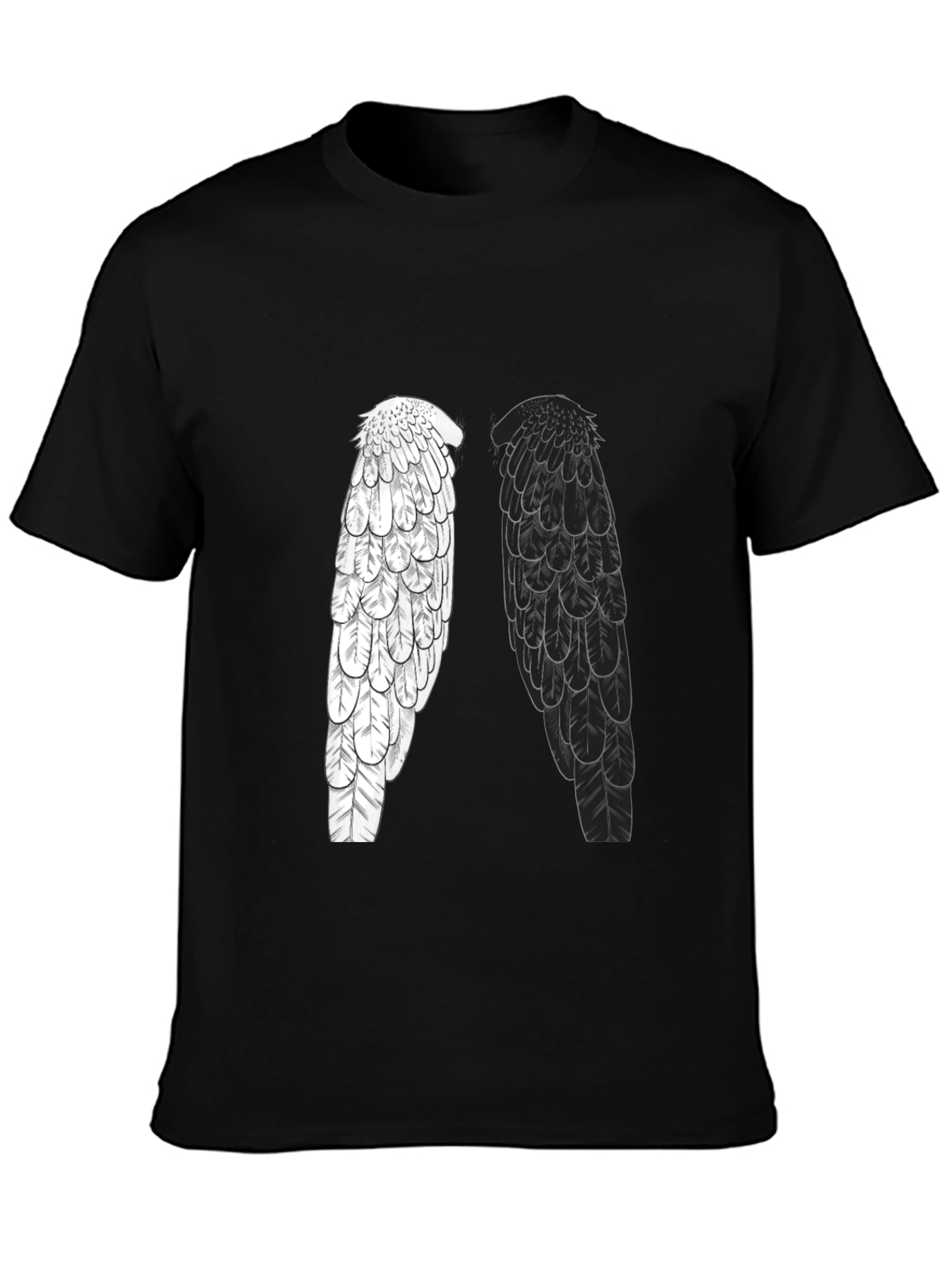 Yin Yang Wings Graphic Tee - Black Casual T-Shirt