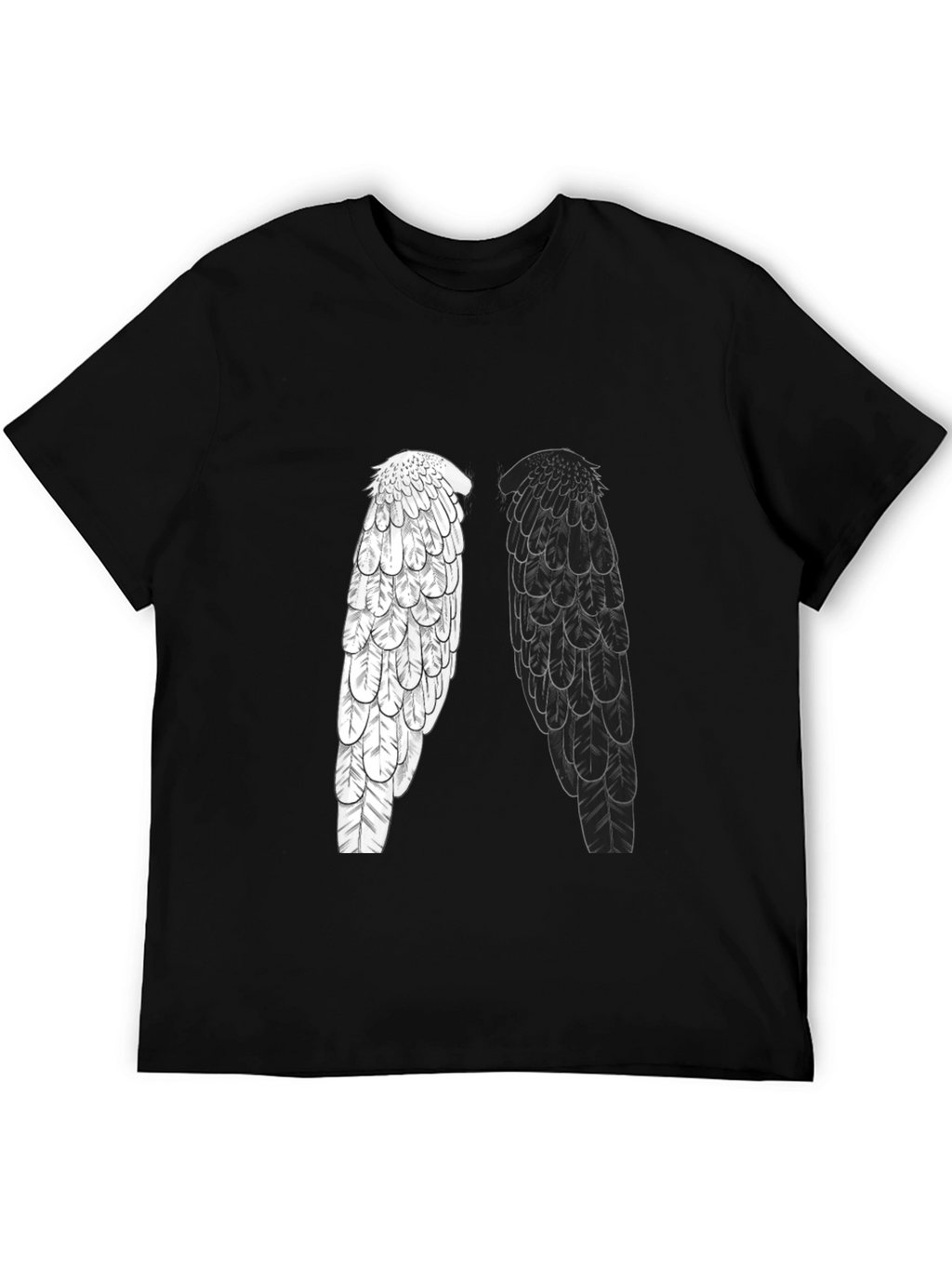 Yin Yang Wings Graphic Tee - Black Casual T-Shirt