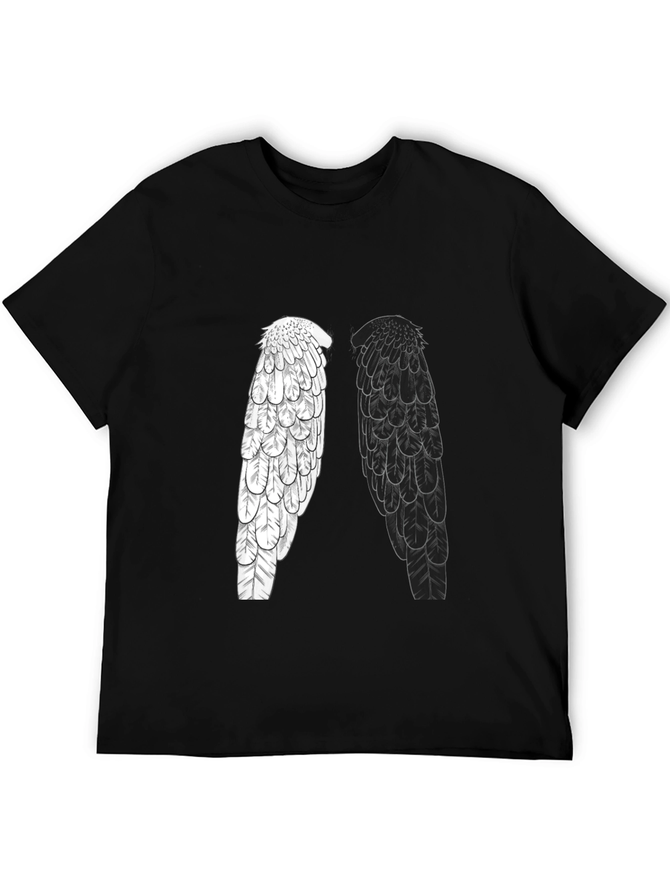Yin Yang Wings Graphic Tee - Black Casual T-Shirt