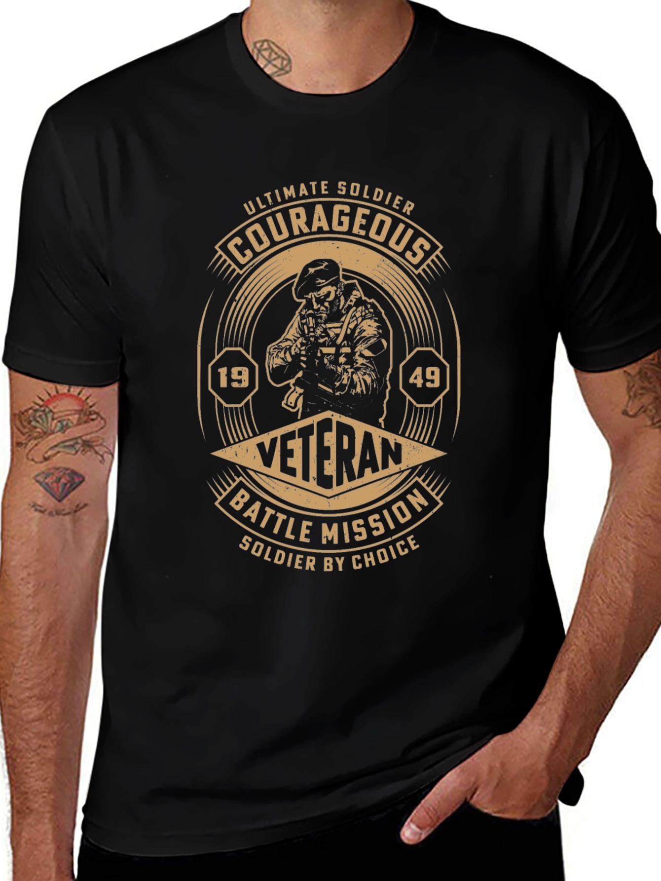 Courageous Veteran Black Graphic T-Shirt