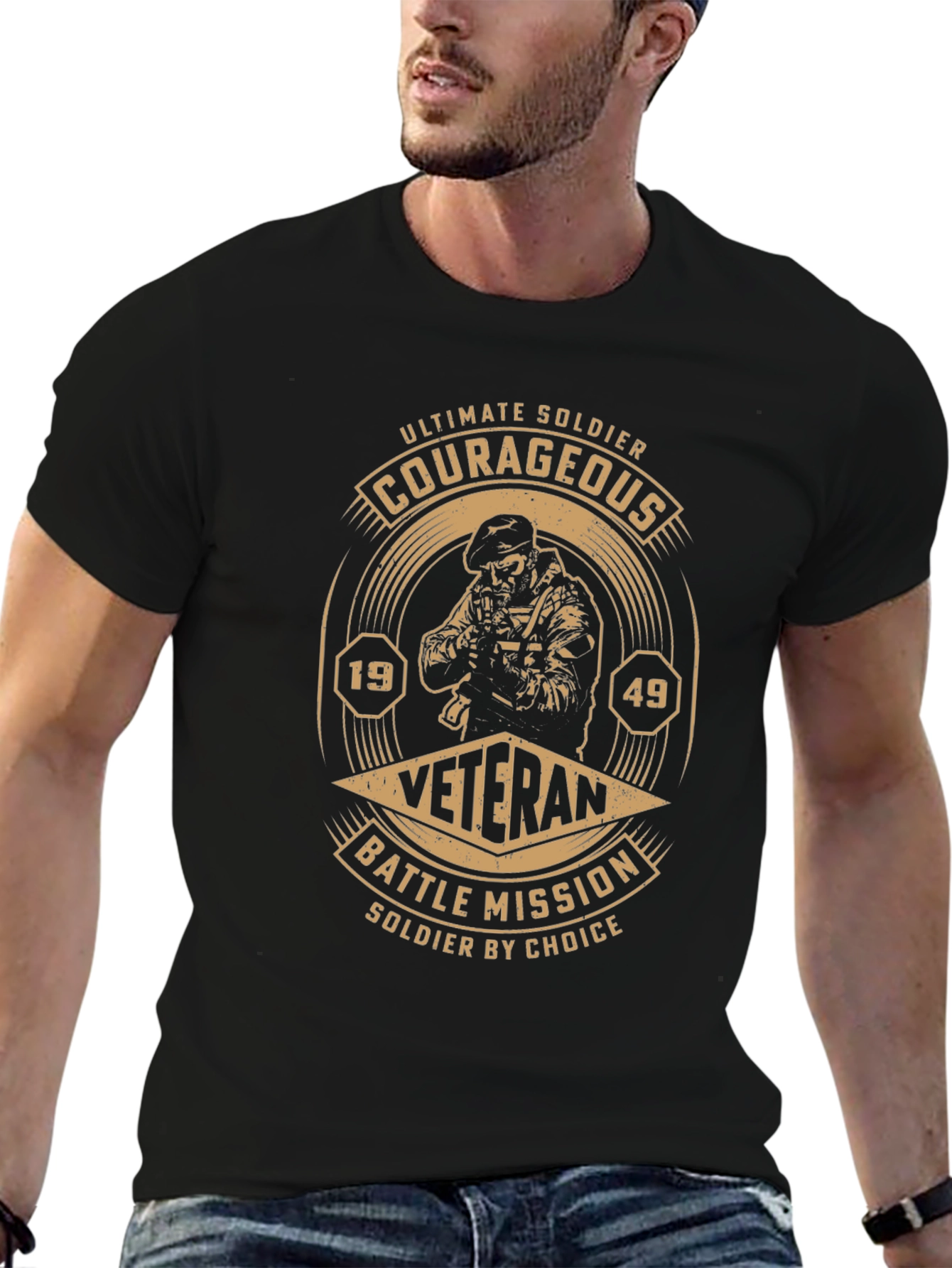 Courageous Veteran Black Graphic T-Shirt