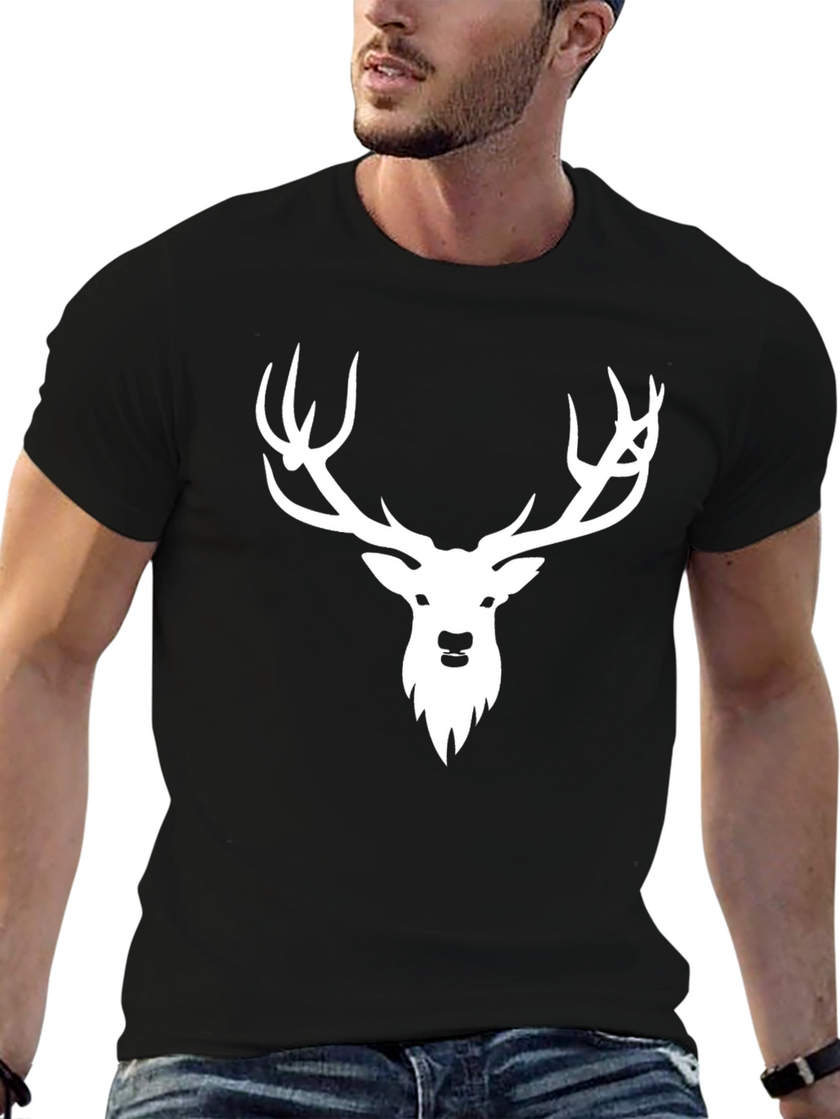 Stag Graphic Tee - Black Casual T-Shirt
