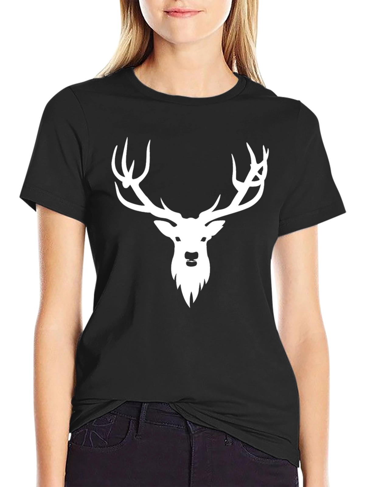Stag Graphic Tee - Black Casual T-Shirt